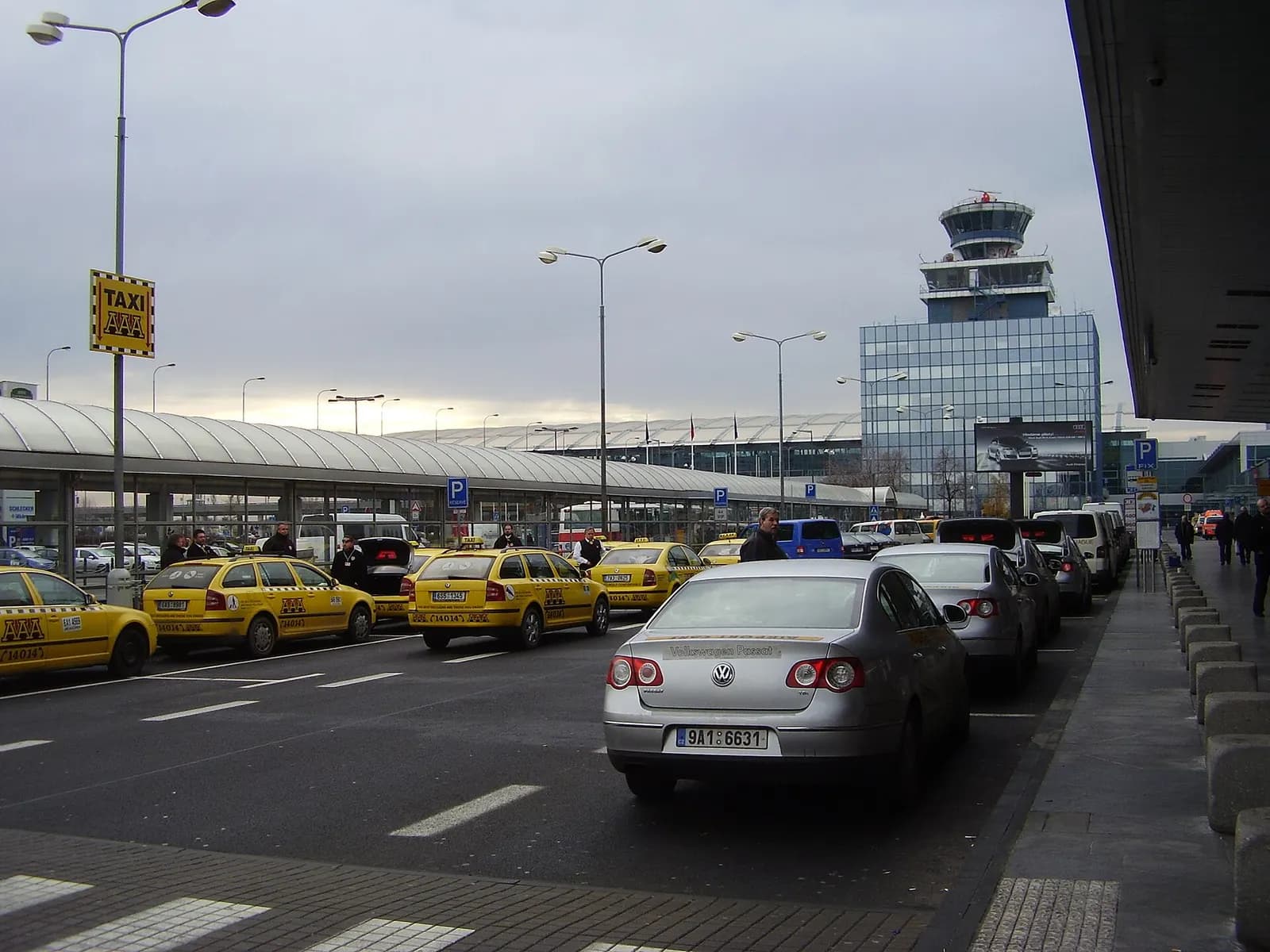 Taxi parking place in front of terminal 1, Airport Prague Ruzyně