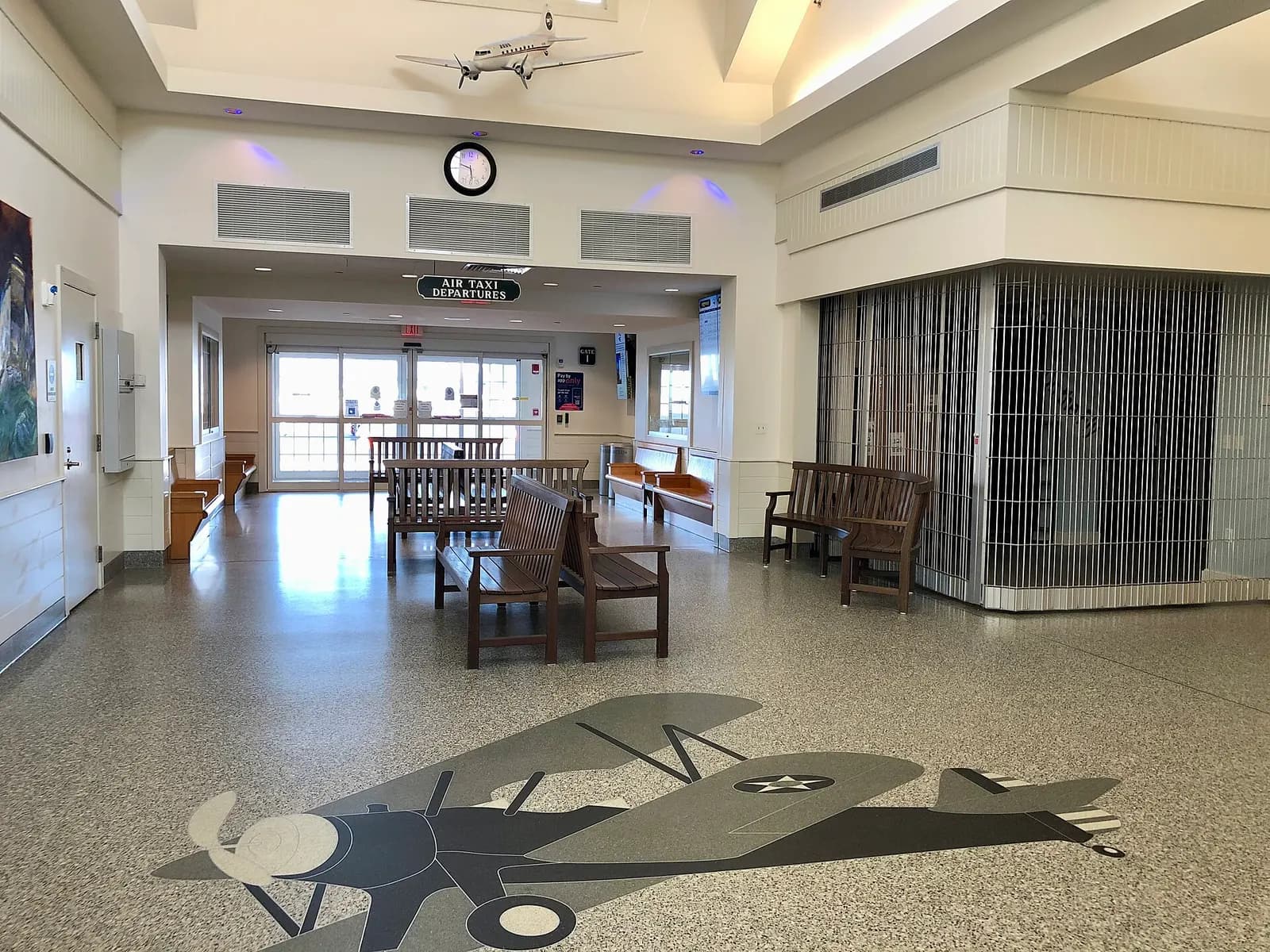 The departures gate at Nantucket in 2020