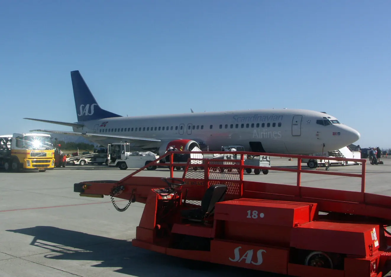 SAS Boeing 737 on the apron at Ålesund Airport Vigra