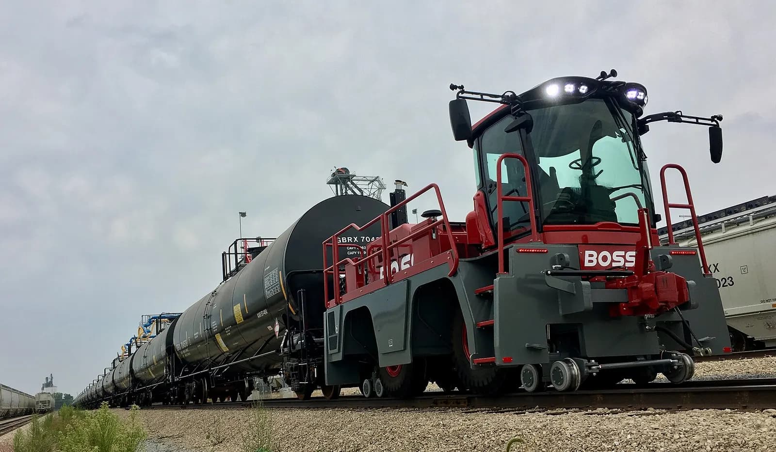 The newest railcar mover on the market. Made in the USA. The BOSS waiting to move the next set of tank cars.