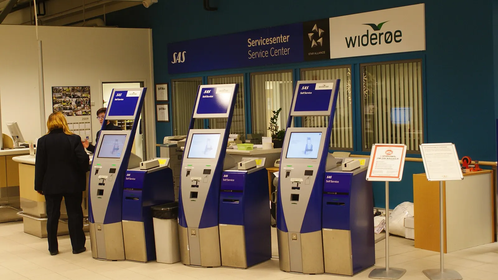 Alta Airport, Finnmark, Norway. SAS check-in boxen in the new terminal, opened September 2009