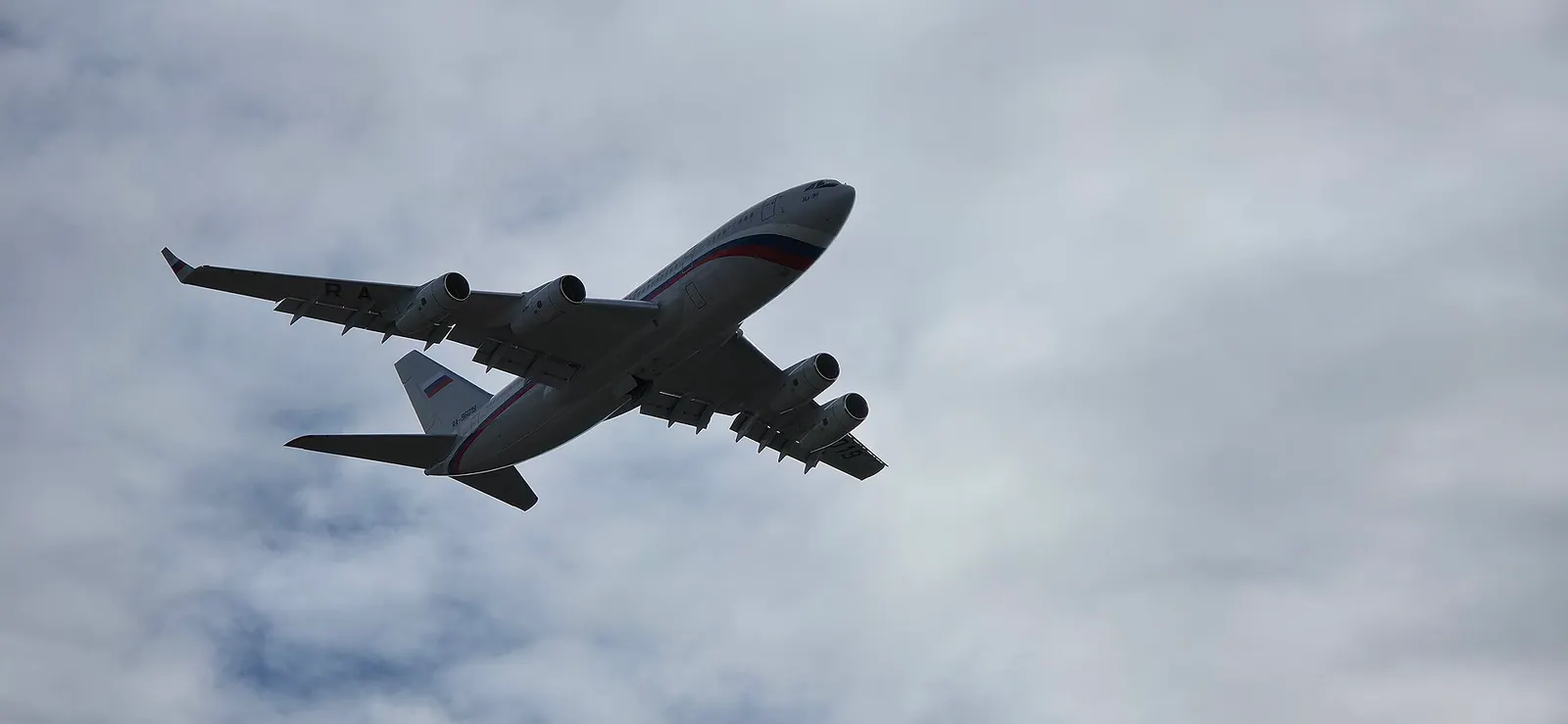Russian state-owned Ilyushin IL-96 takes off from Ted Stevens International Airport (ANC) in Anchorage, Alaska on the eve of the August 8th, 2025 summit between U.S. president Donald Trump and Russian president Vladimir Putin