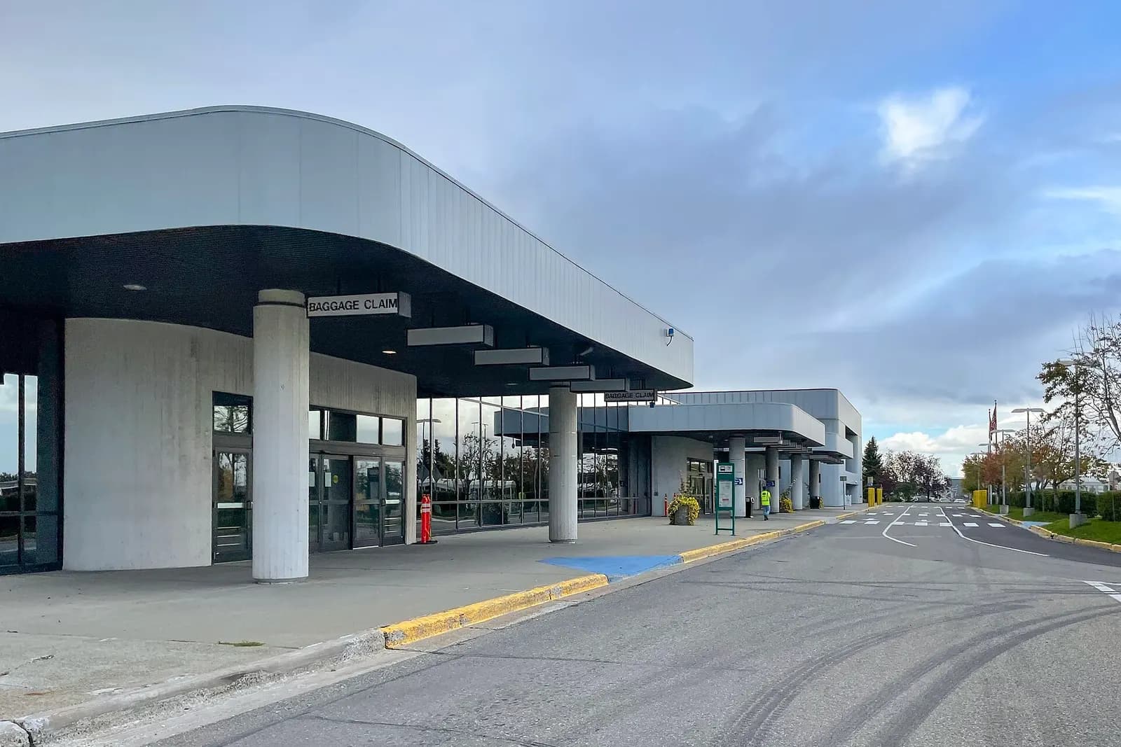 Exterior of the North (International) Terminal at Ted Stevens Anchorage International Airport in Anchorage, Alaska.
