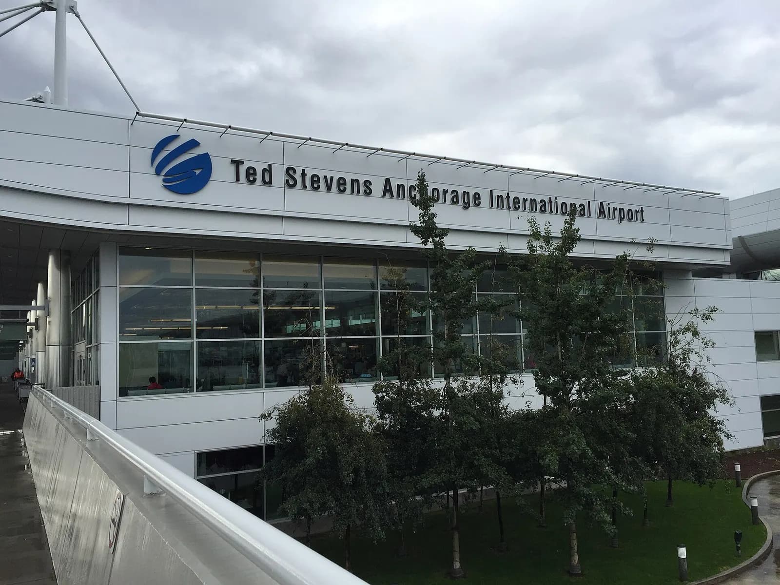 Welcome sign on South Terminal of Ted Stevens Anchorage International Airport, Alaska, USA