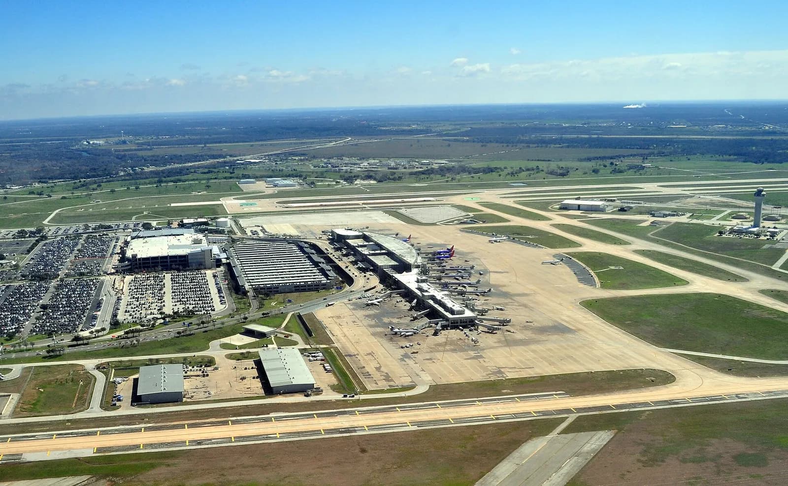 Aerial view of Austin-Bergstrom International Airport, Austin, Texas, U.S.