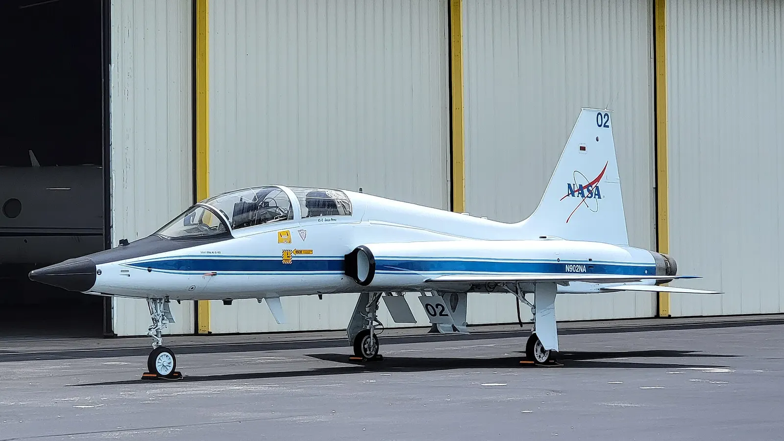 A NASA T-38 parked at Austin-Bergstrom International Airport, May 2022