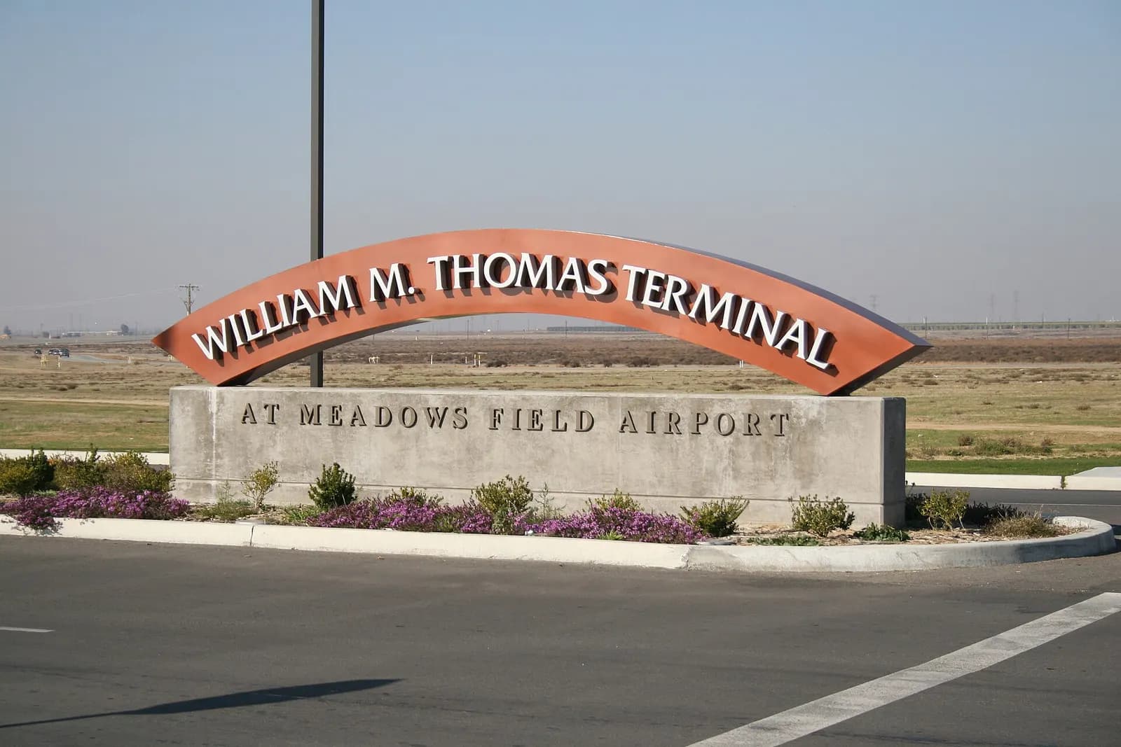 Entrance sign of the William M. Thomas Terminal at Meadows Field Airport (BFL)