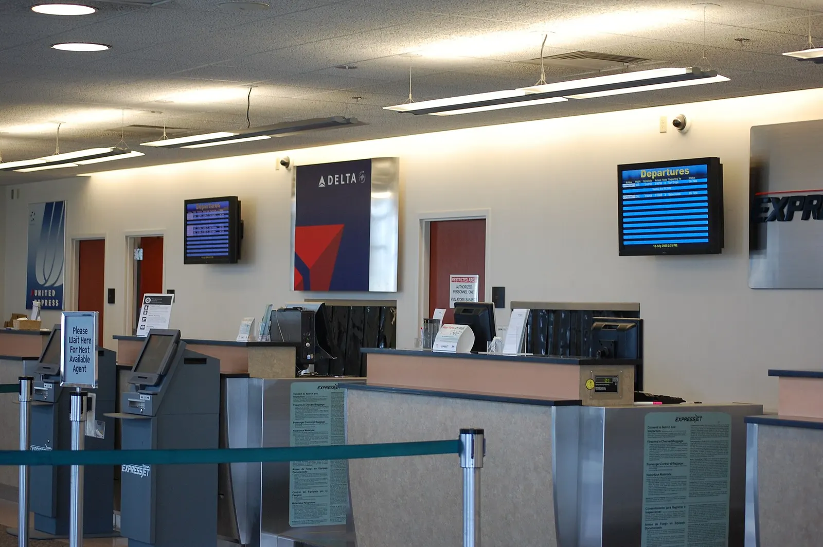 Leftover 2008 ticket counters at Meadows Field Airport