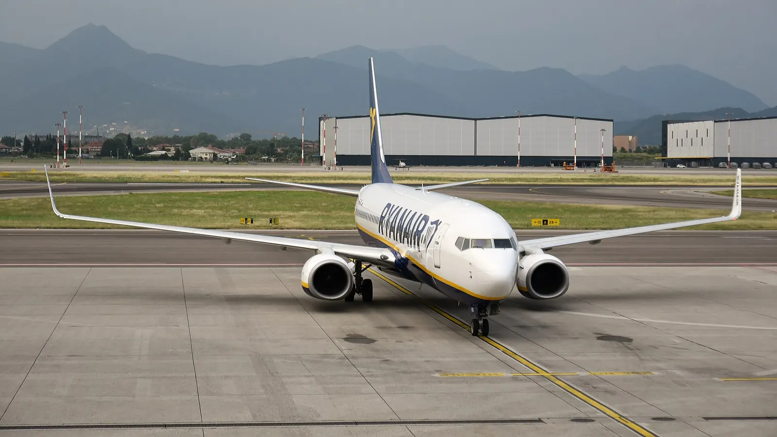 Ryanair / Buzz Boeing 737 on the apron at Milan Bergamo Airport (BGY)