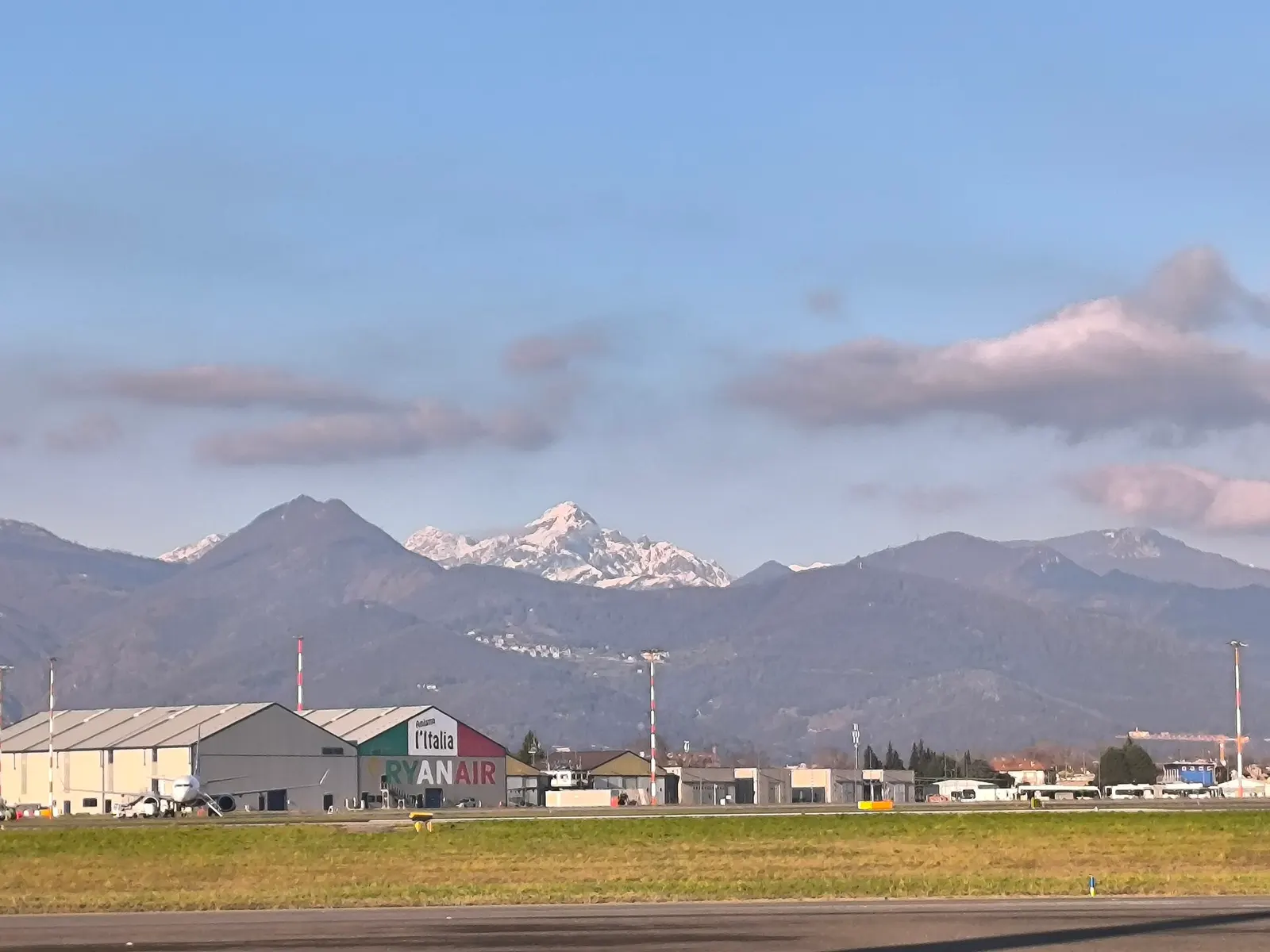 Alps view from Milan Bergamo Airport in January 2026