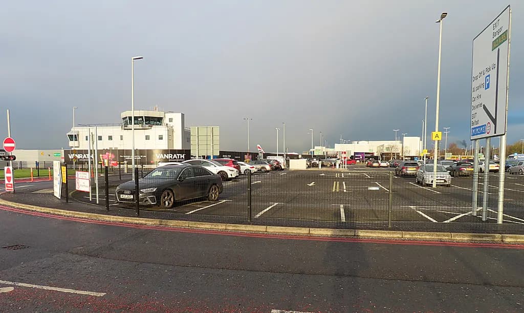 George Best Belfast City Airport buildings from the airfield