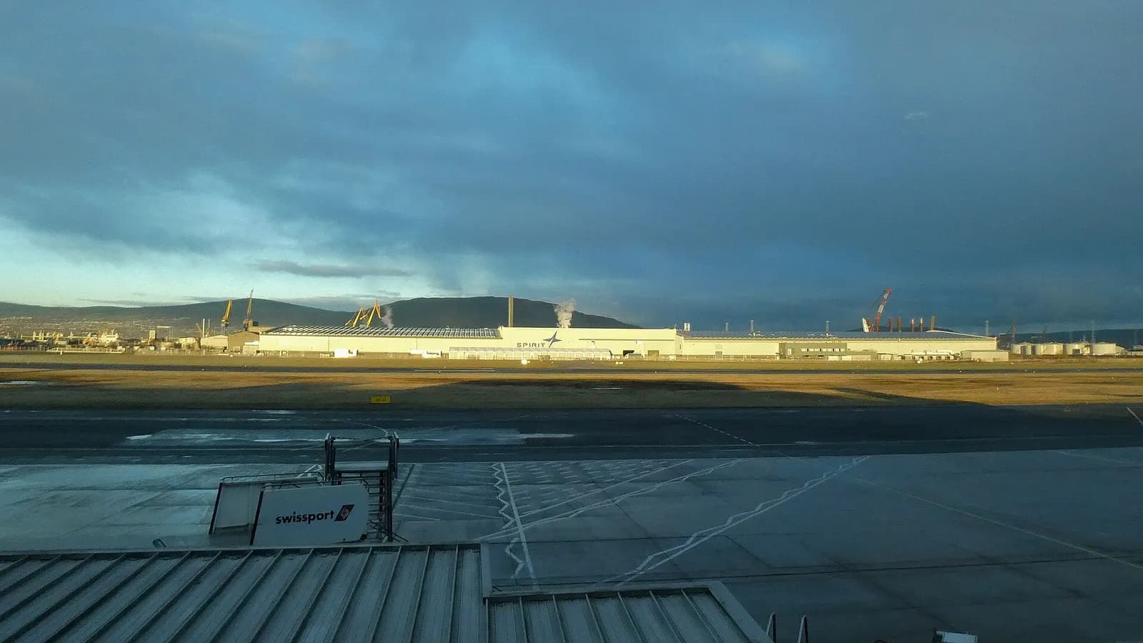 Looking northwest across the runway at Belfast City Airport