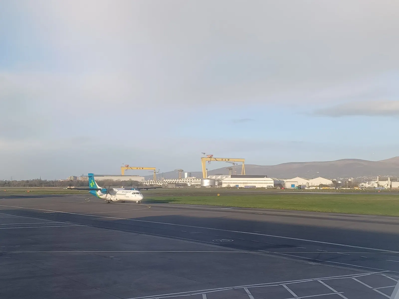 Harland and Wolff Samson and Goliath cranes seen from Belfast City Airport