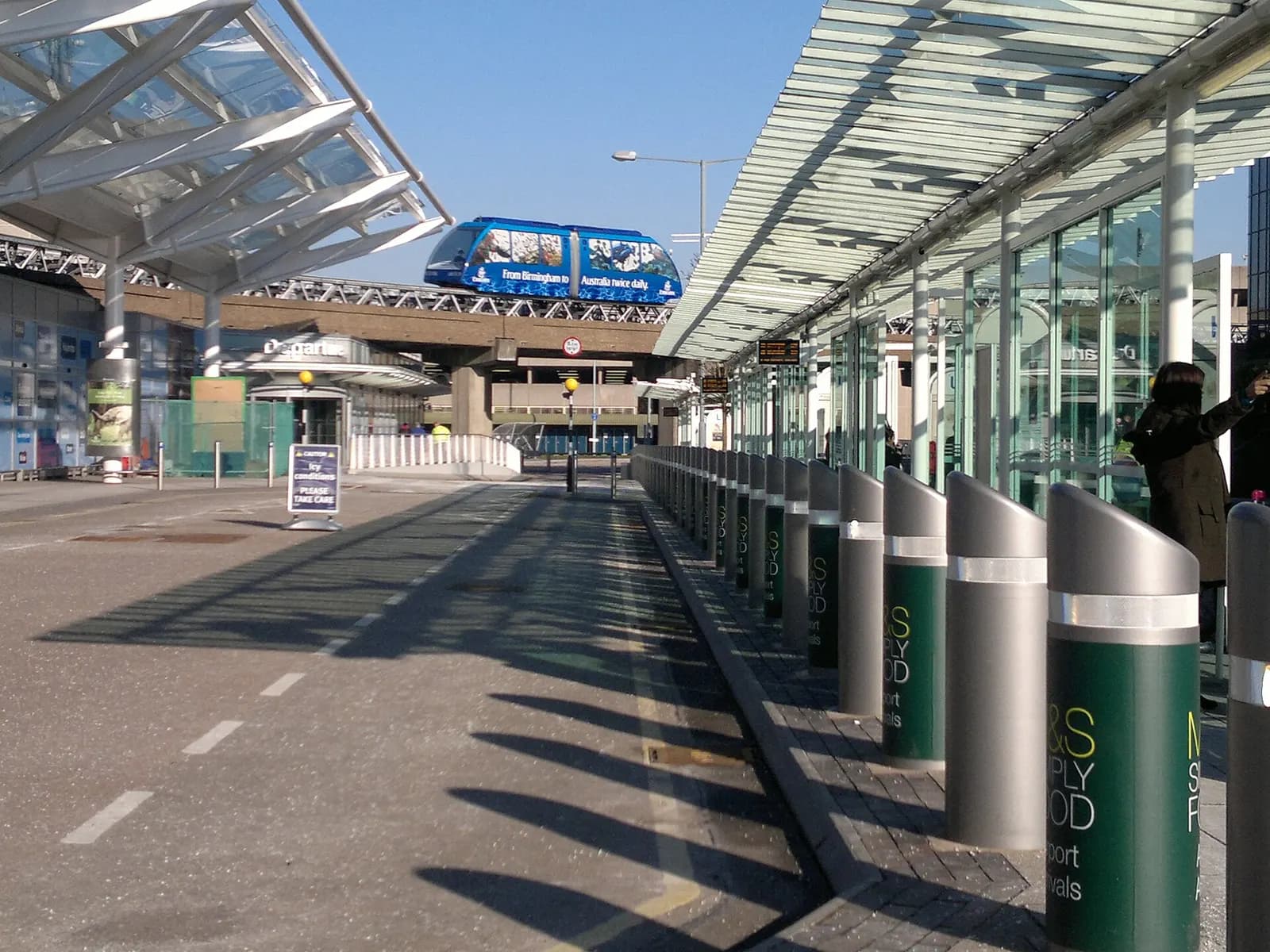 The Air-Rail Link people mover connecting Birmingham International Airport to Birmingham International railway station.