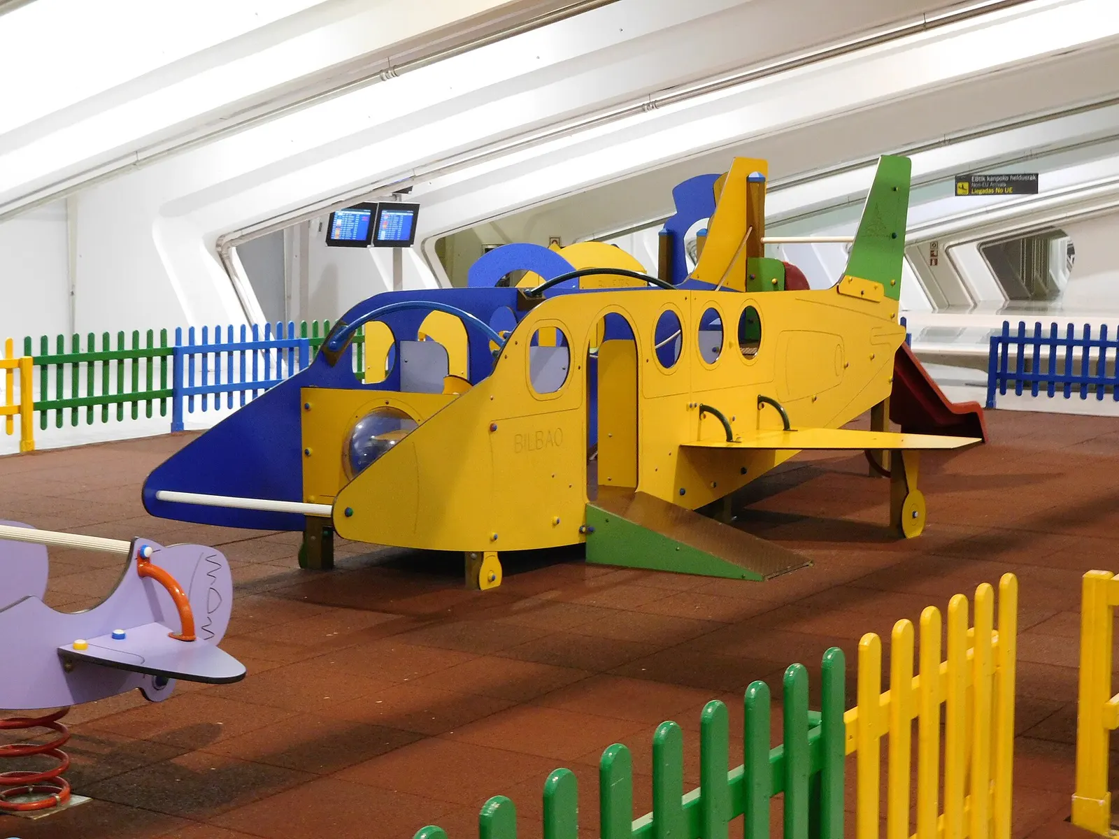 Airplane-shaped playground in Bilbao Airport arrivals area