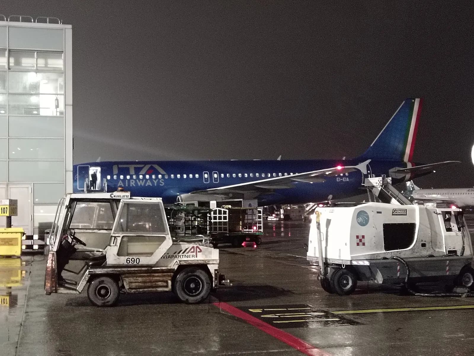 ITA Airways Airbus on the apron at Bologna Guglielmo Marconi Airport