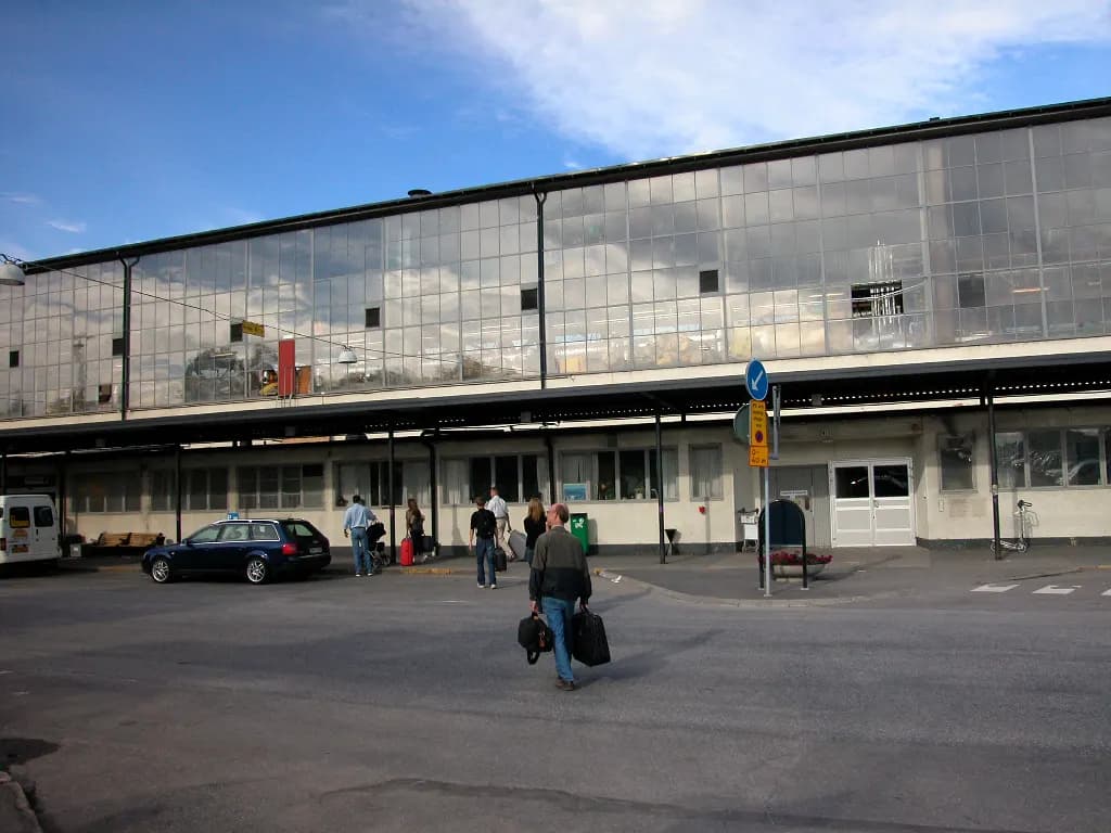 The entrance to the terminal building at Stockholm-Bromma Airport in Stockholm, Sweden.