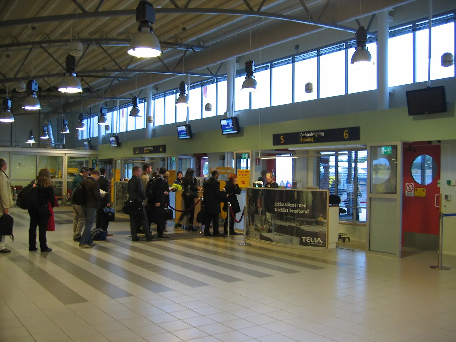 Departure hall at Bromma airport, Stockholm, Sweden