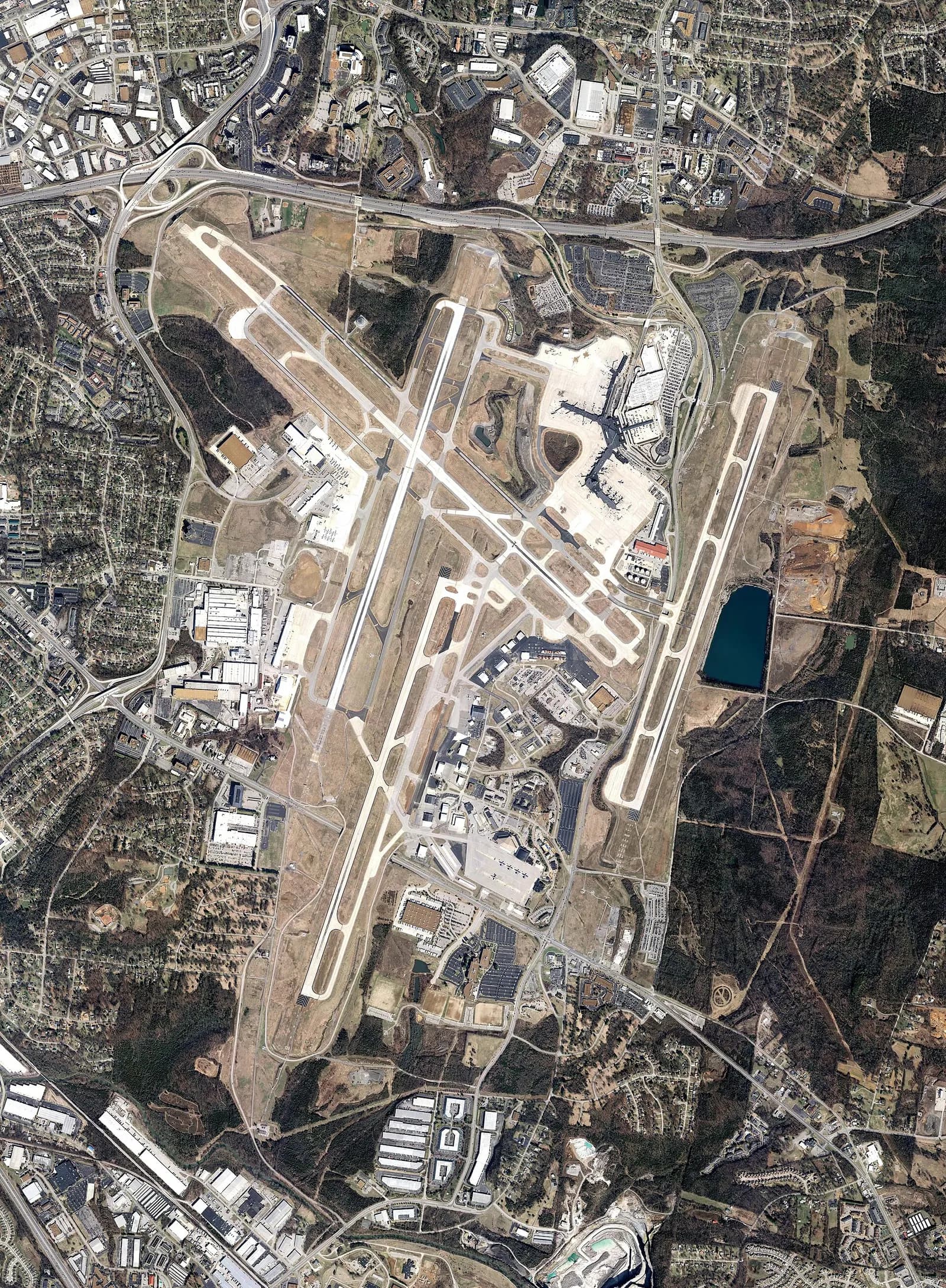 This is an aerial view of Nashville International Airport (BNA) taken in June 2011. http://www.flynashville.com
