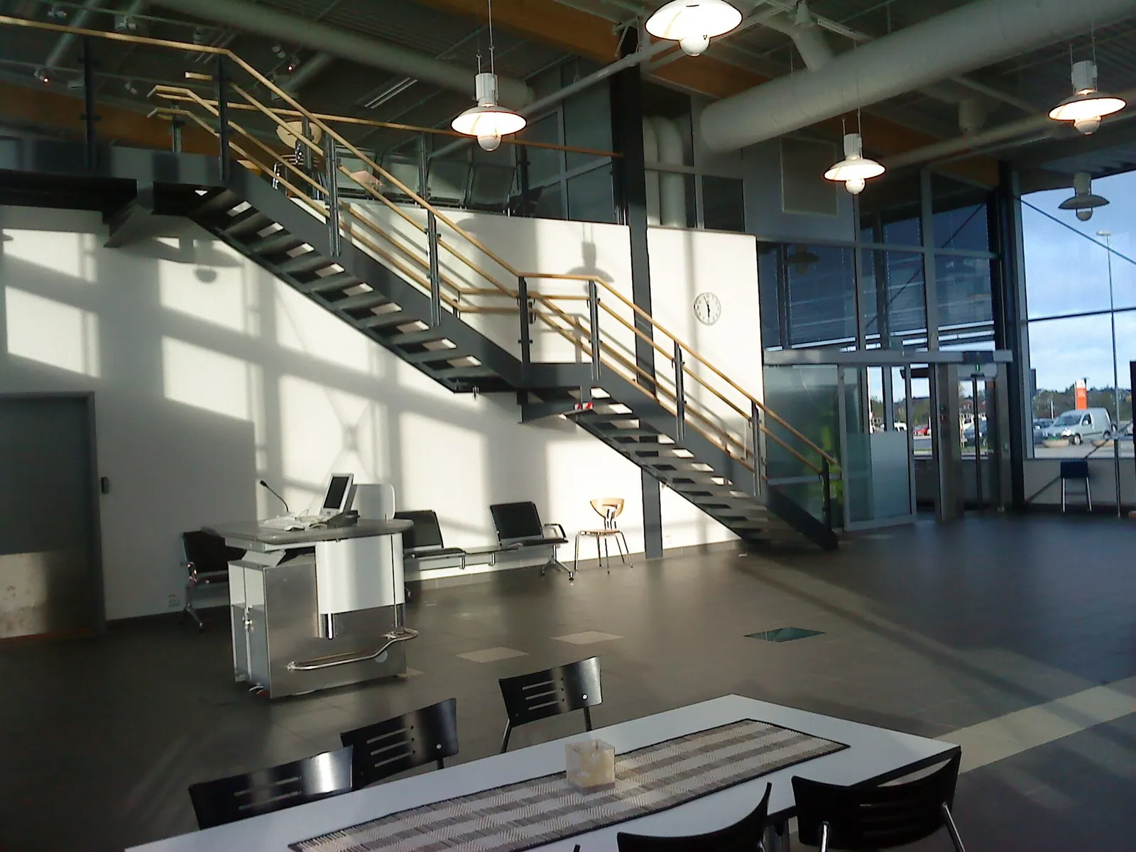Interior stair and open terminal volume at Brønnøysund Airport