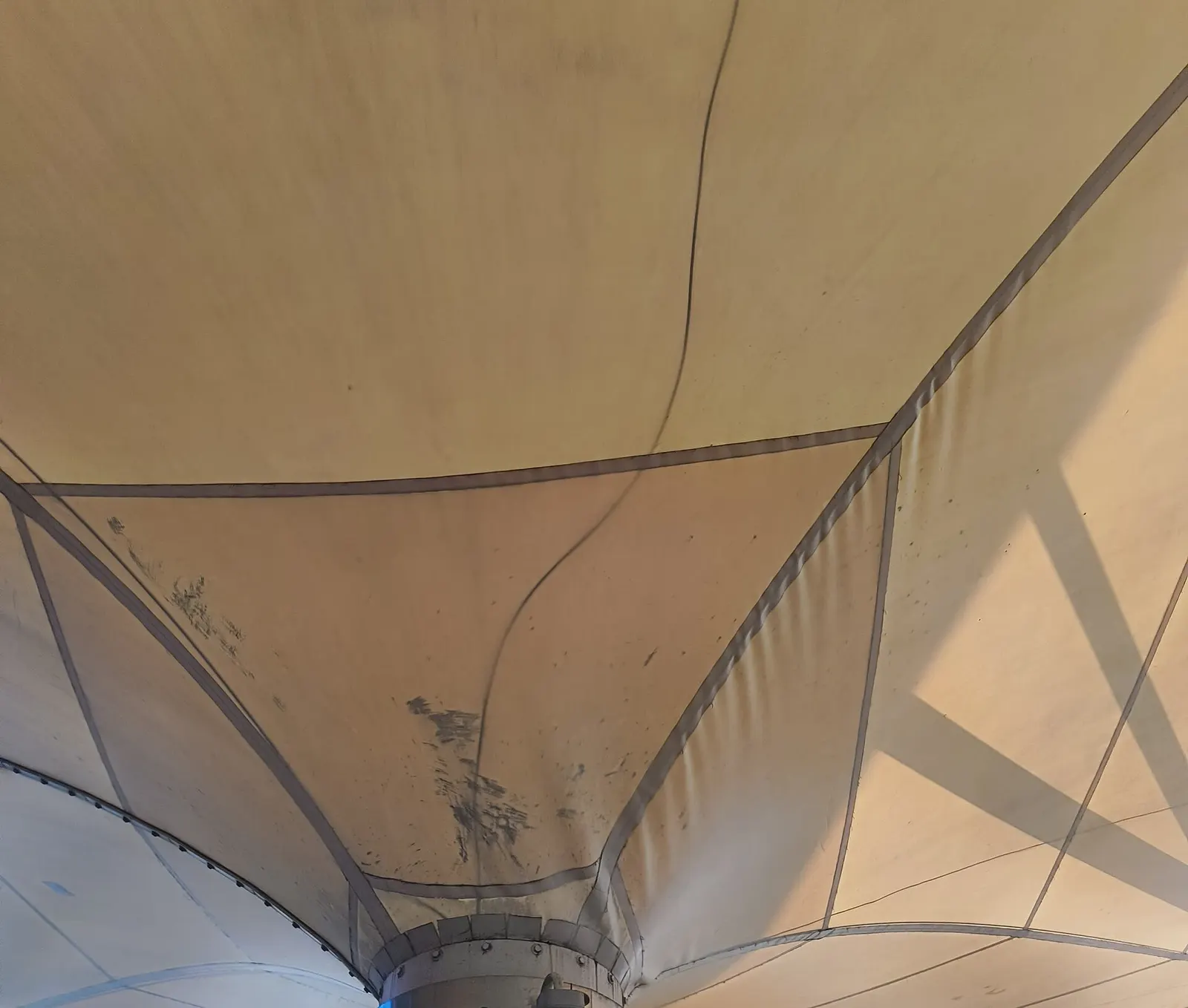 Wrinkles in Tensile Membrane Fabric Outside Chhatrapati Shivaji Maharaj International Airport Mumbai, India