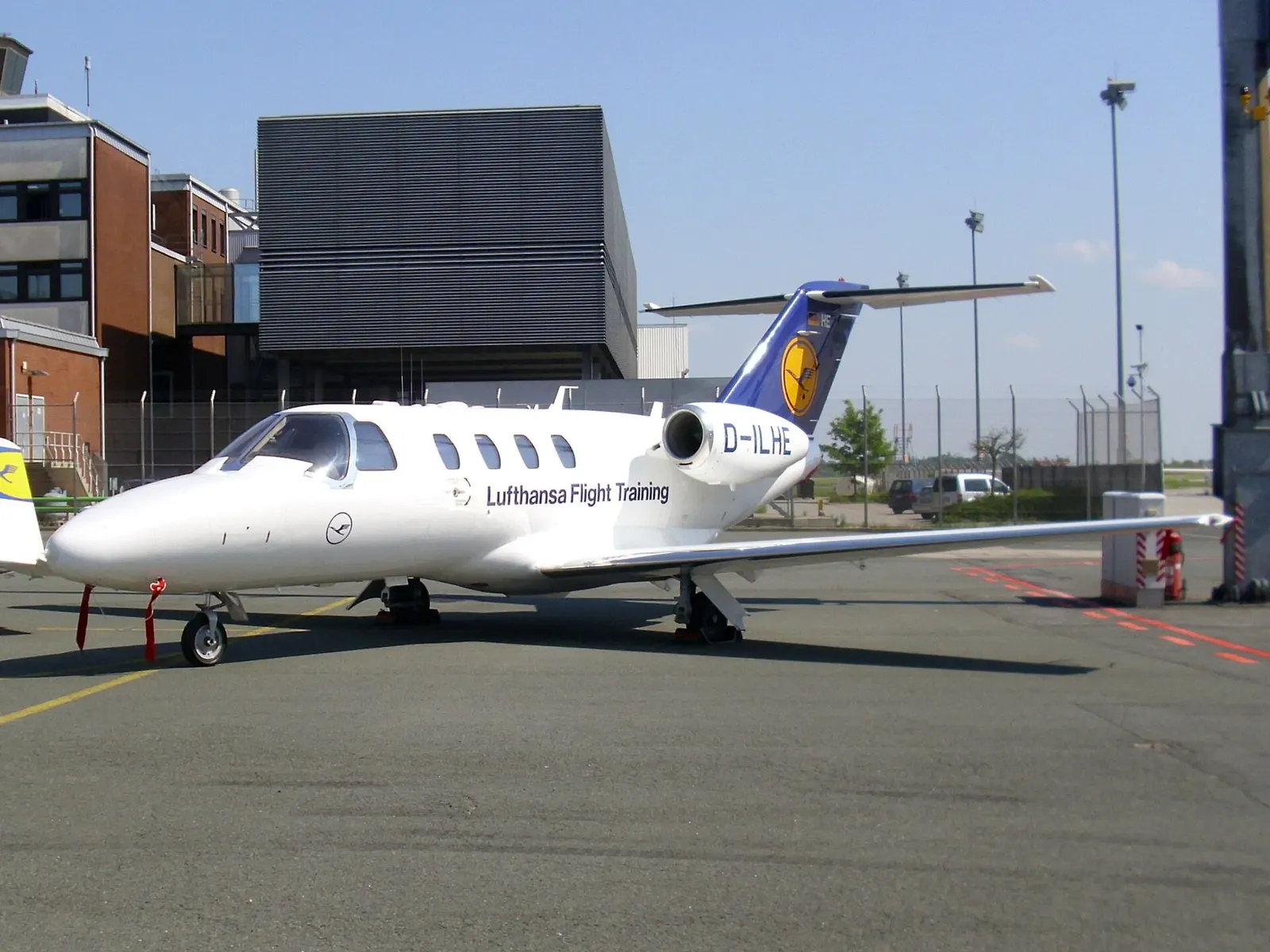 A Cessna 525 CitationJet CJ1+ of Lufthansa Flight Training with registration D-ILHE at the airport of Bremen