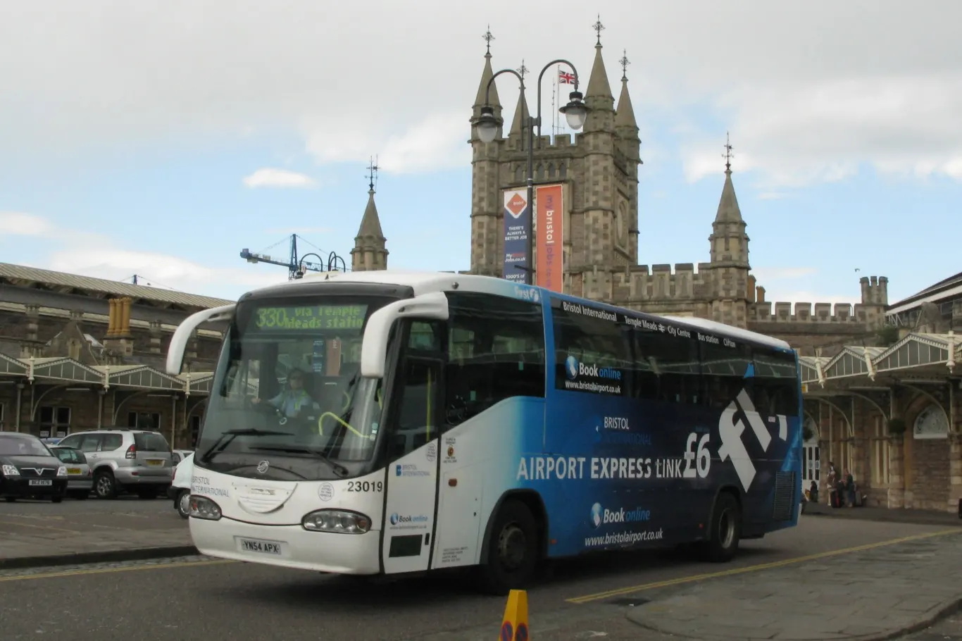 Airport Flyer coach at Bristol Temple Meads railway station