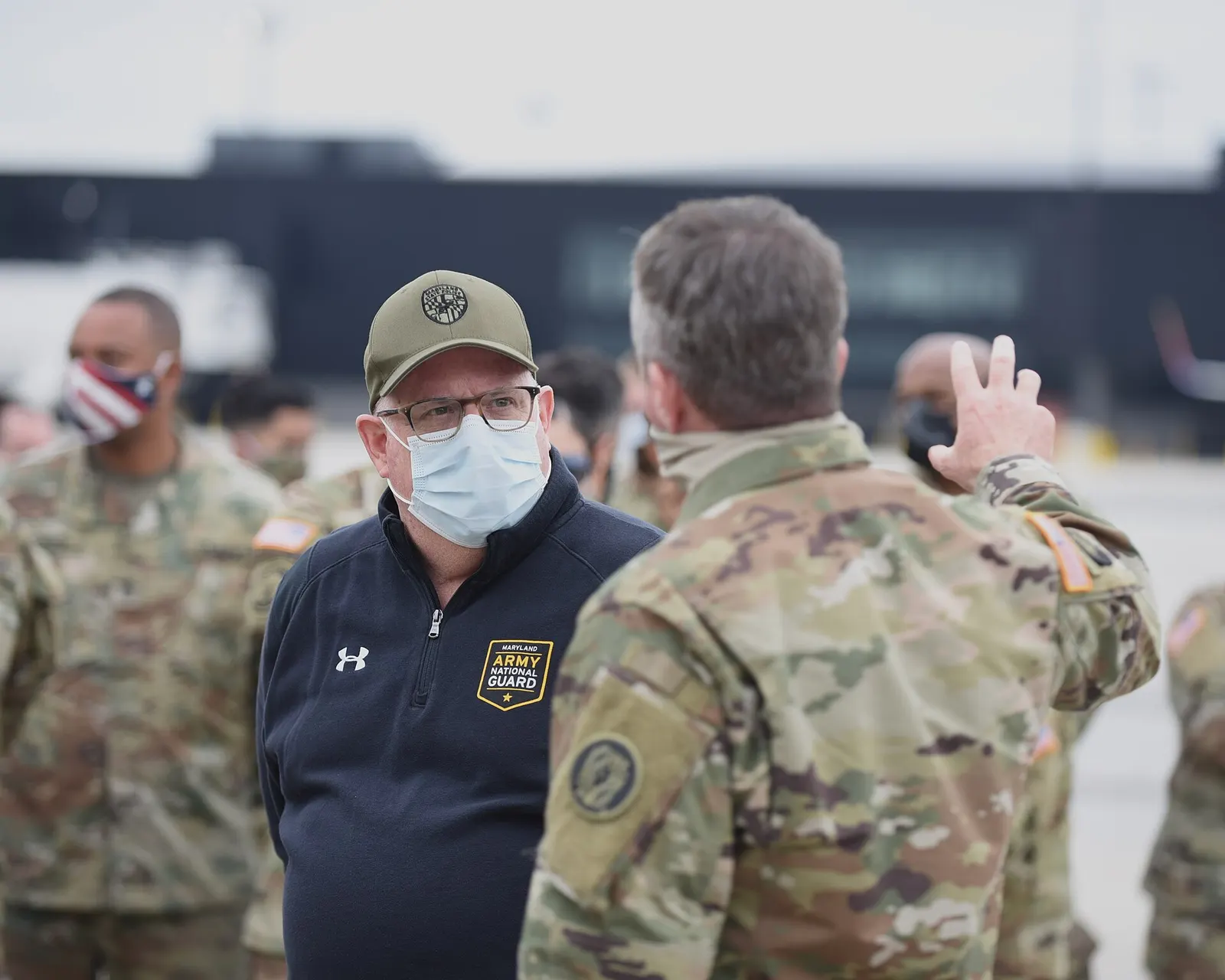 Governor Hogan Helps Send Off a Deployment of National Guardsmen by Patrick Siebert at Baltimore/Washington International Thurgood Marshall Airport