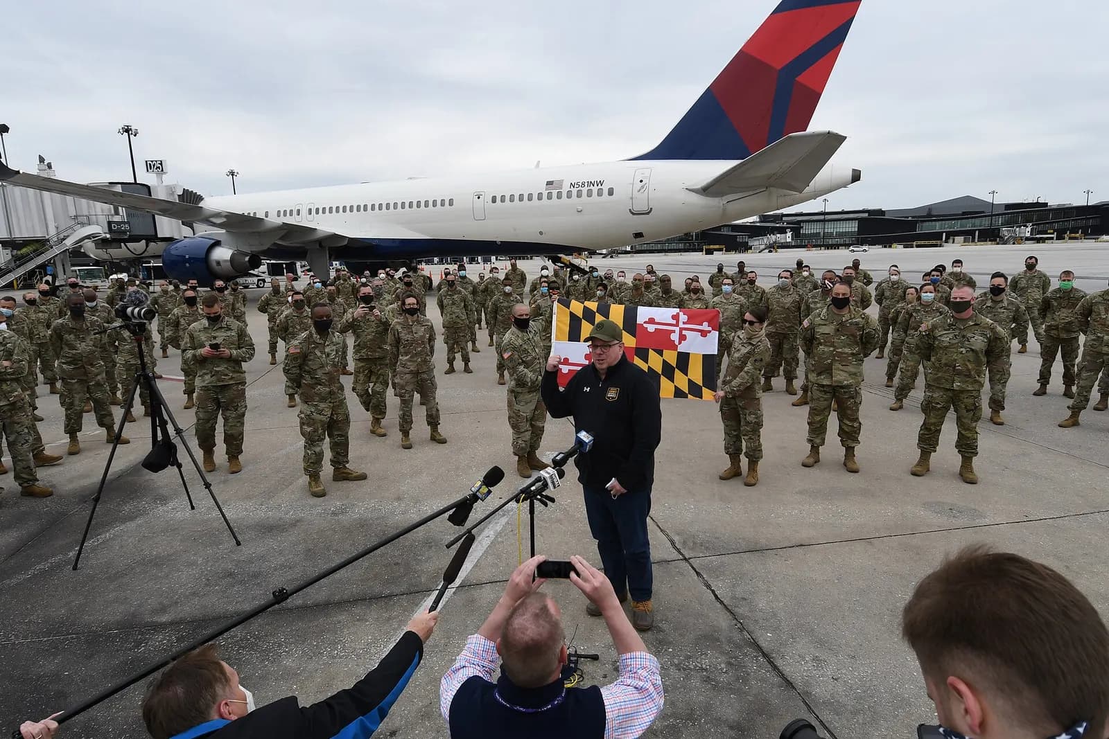 Governor Hogan Helps Send Off a Deployment of National Guardsmen by Patrick Siebert at Baltimore/Washington International Thurgood Marshall Airport