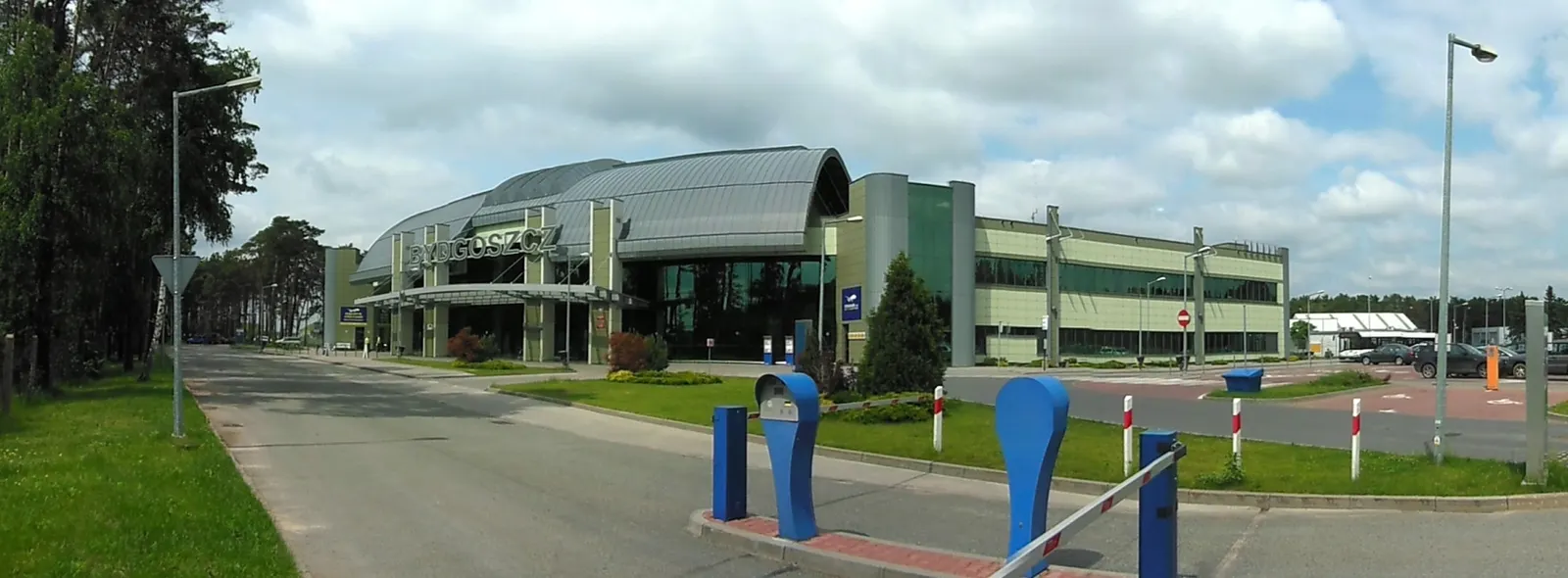 Panoramic view of Bydgoszcz Airport terminal landside
