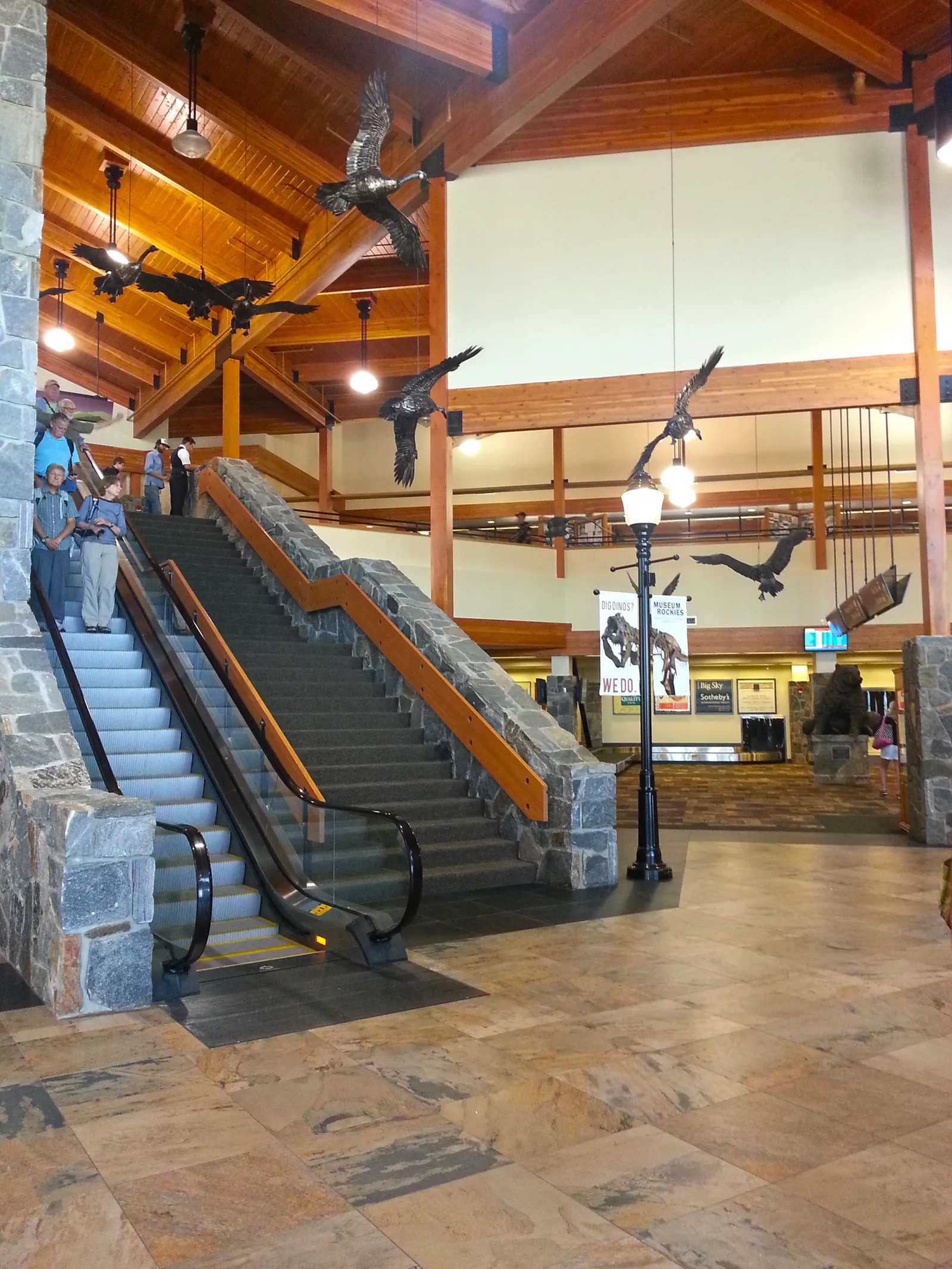 2013 interior looking toward the escalator in the Bozeman Yellowstone terminal addition.