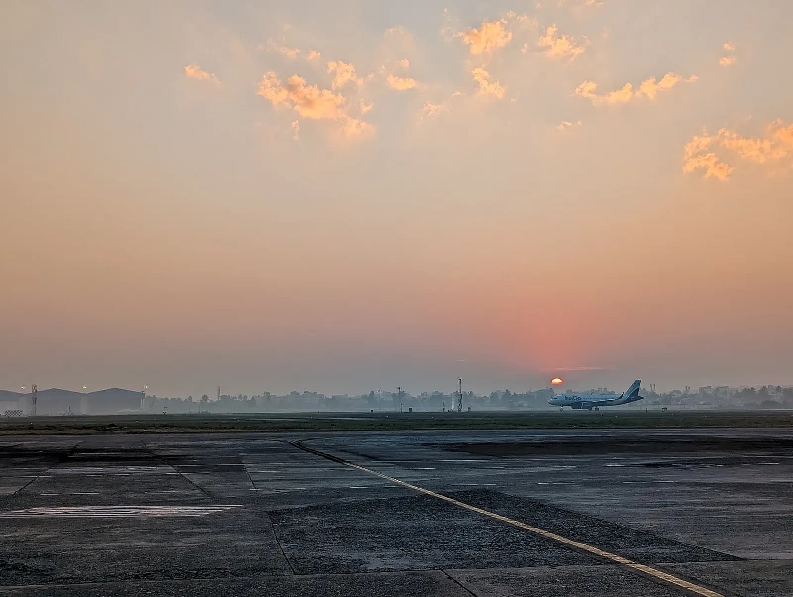 Plane Taking off at Sunrise Netaji Subhash Chandra Bose International Airport