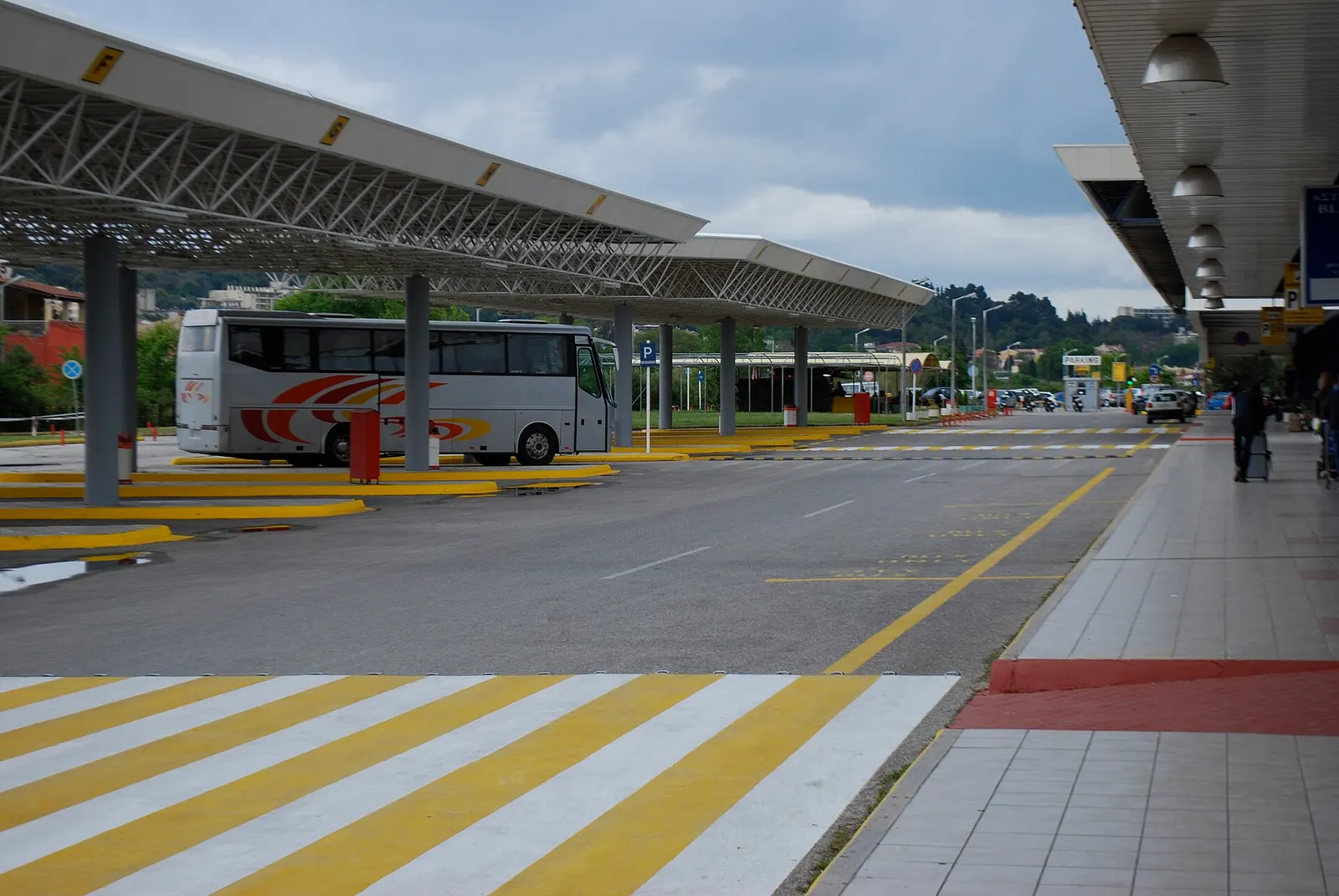 Public bus stop area at Corfu Airport
