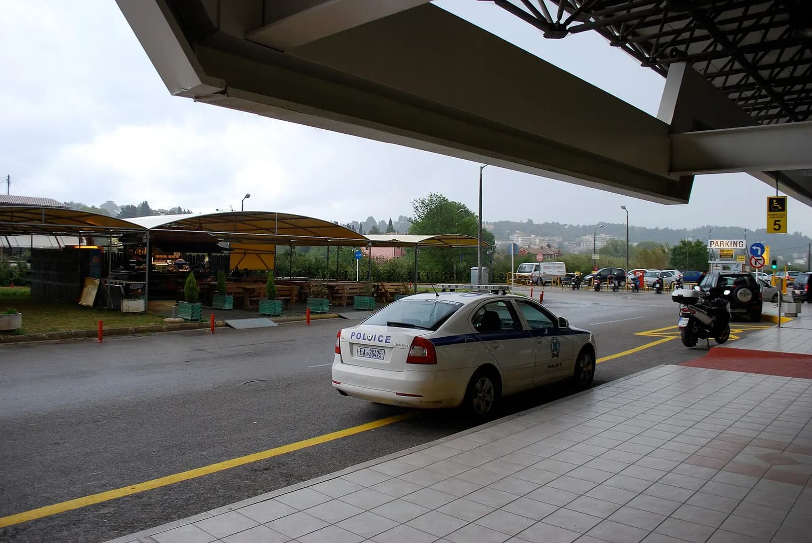 Corfu Airport terminal exterior view
