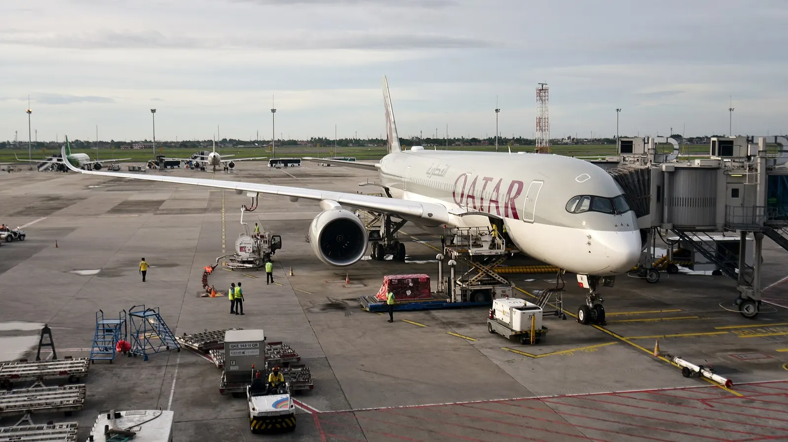 Qatar Airways Airbus A350-941 A7-AMI at Terminal 3, Soekarno–Hatta International Airport (CGK/WIII) near Jakarta, Indonesia