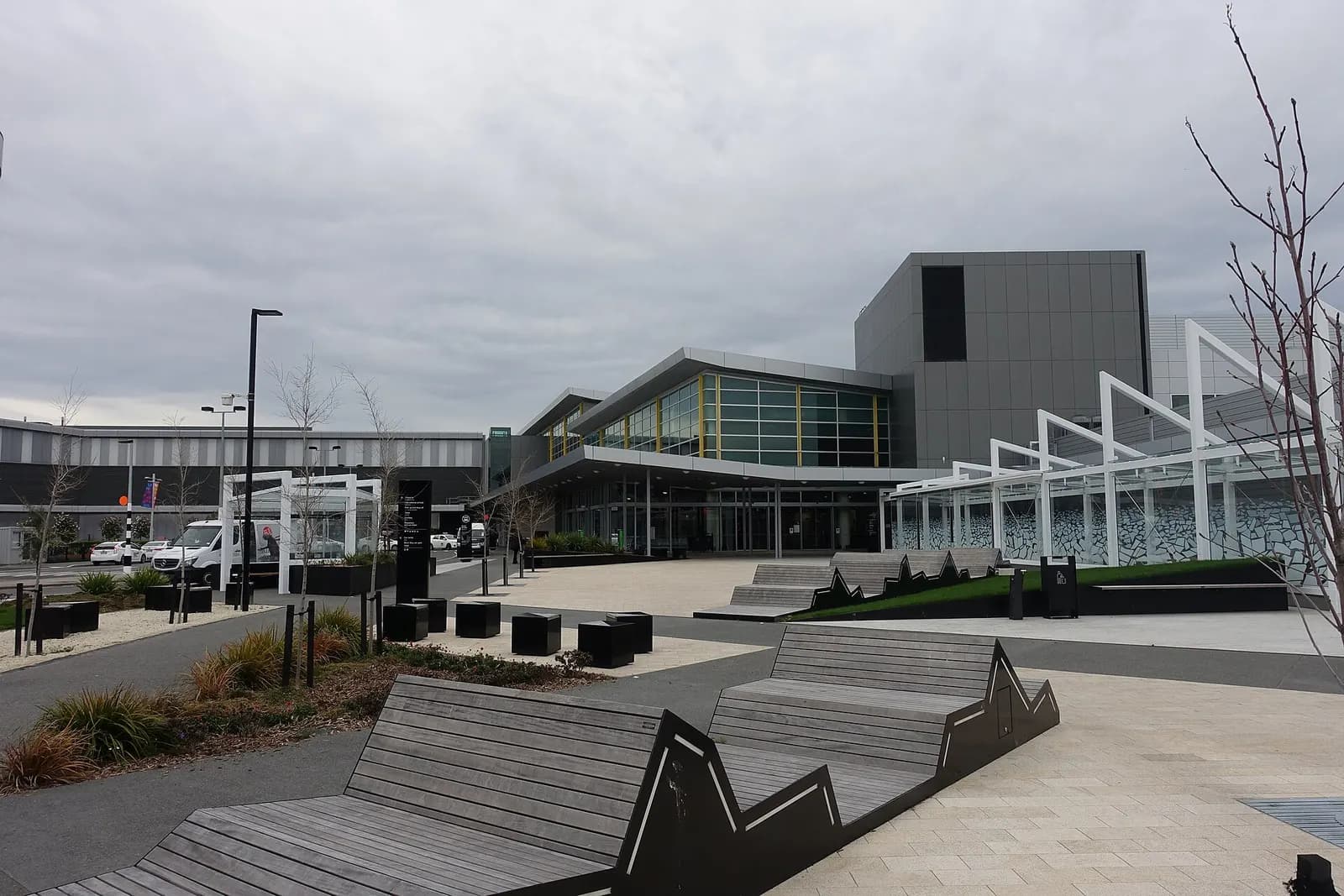Christchurch Airport terminal exterior, September 2020