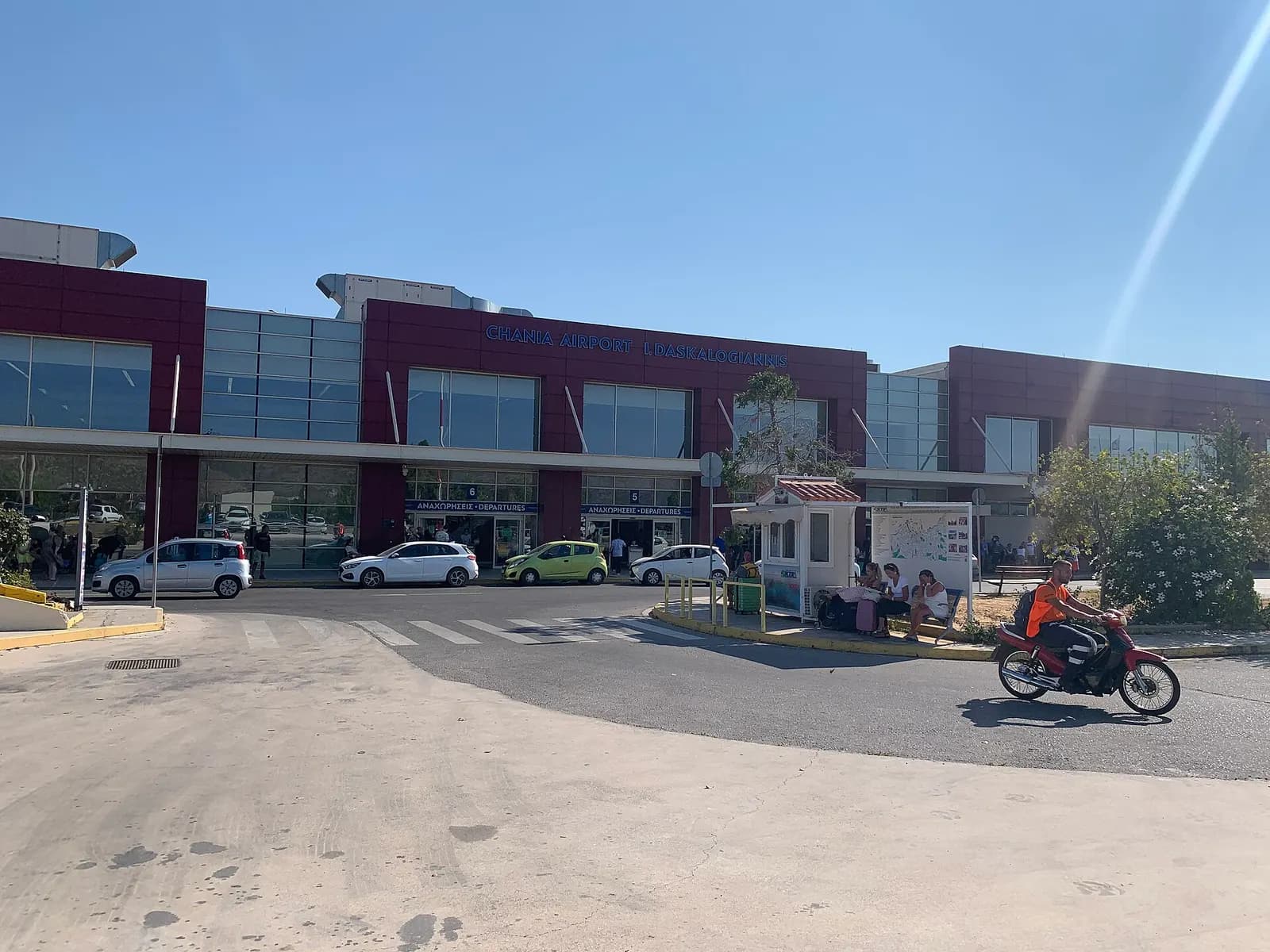 Second exterior view of Chania Airport terminal in July 2021.
