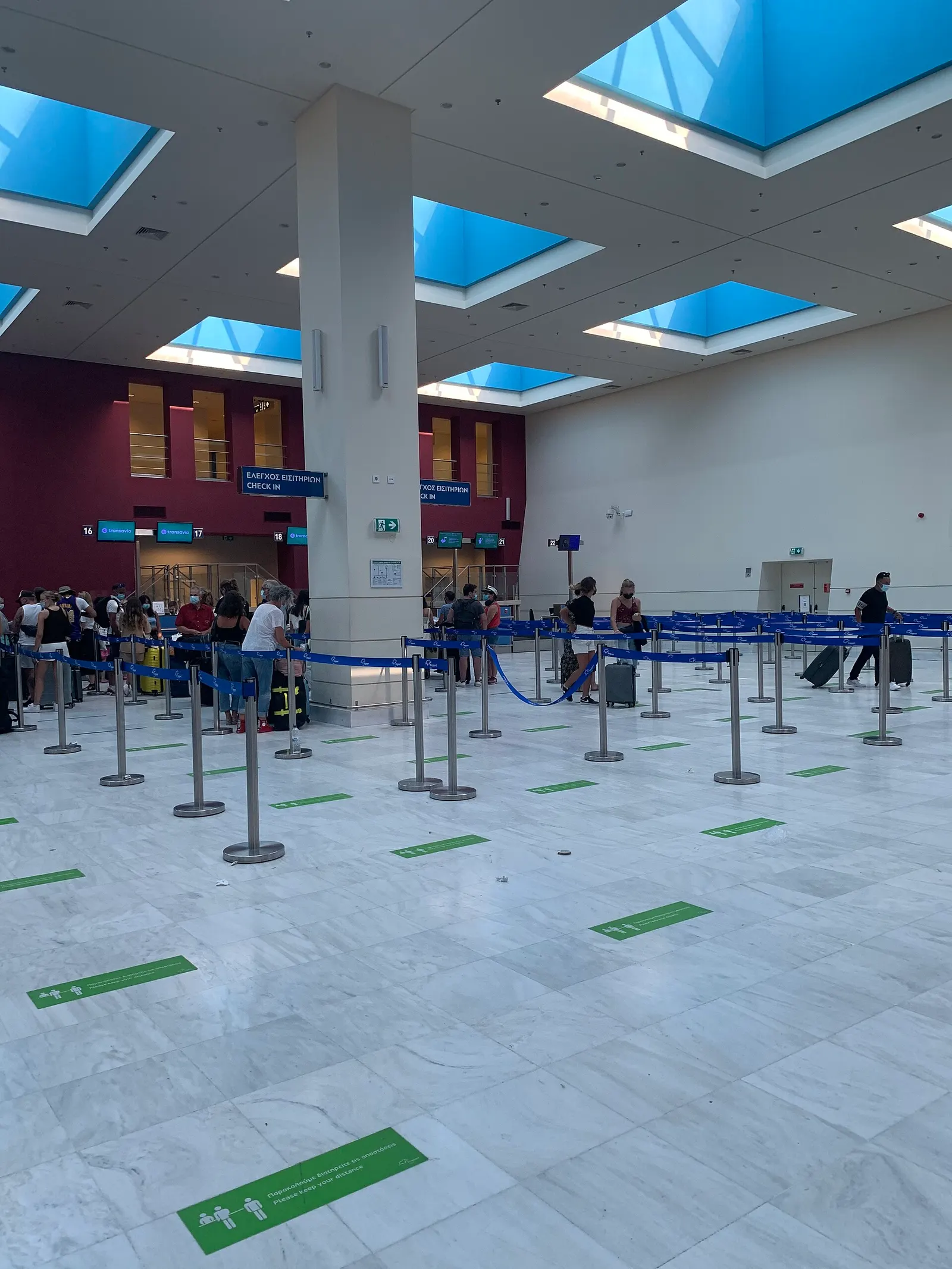Check-in / registration hall at Chania Airport in July 2021.