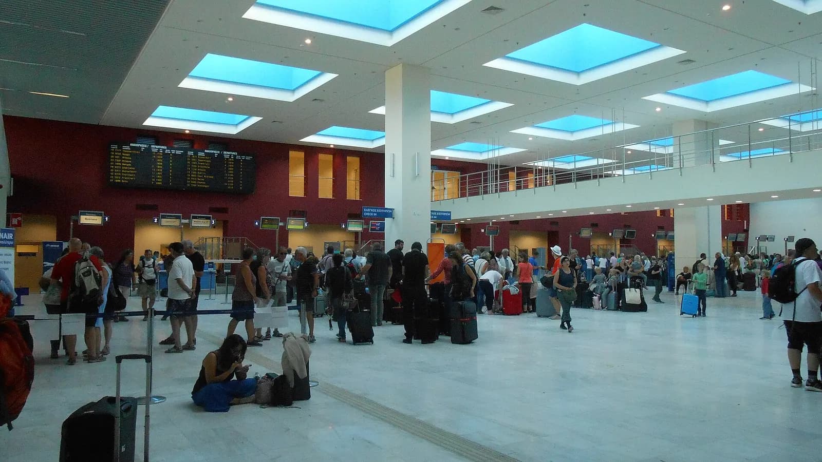 Check-in counter hall (Schalterhalle) inside Chania Airport.