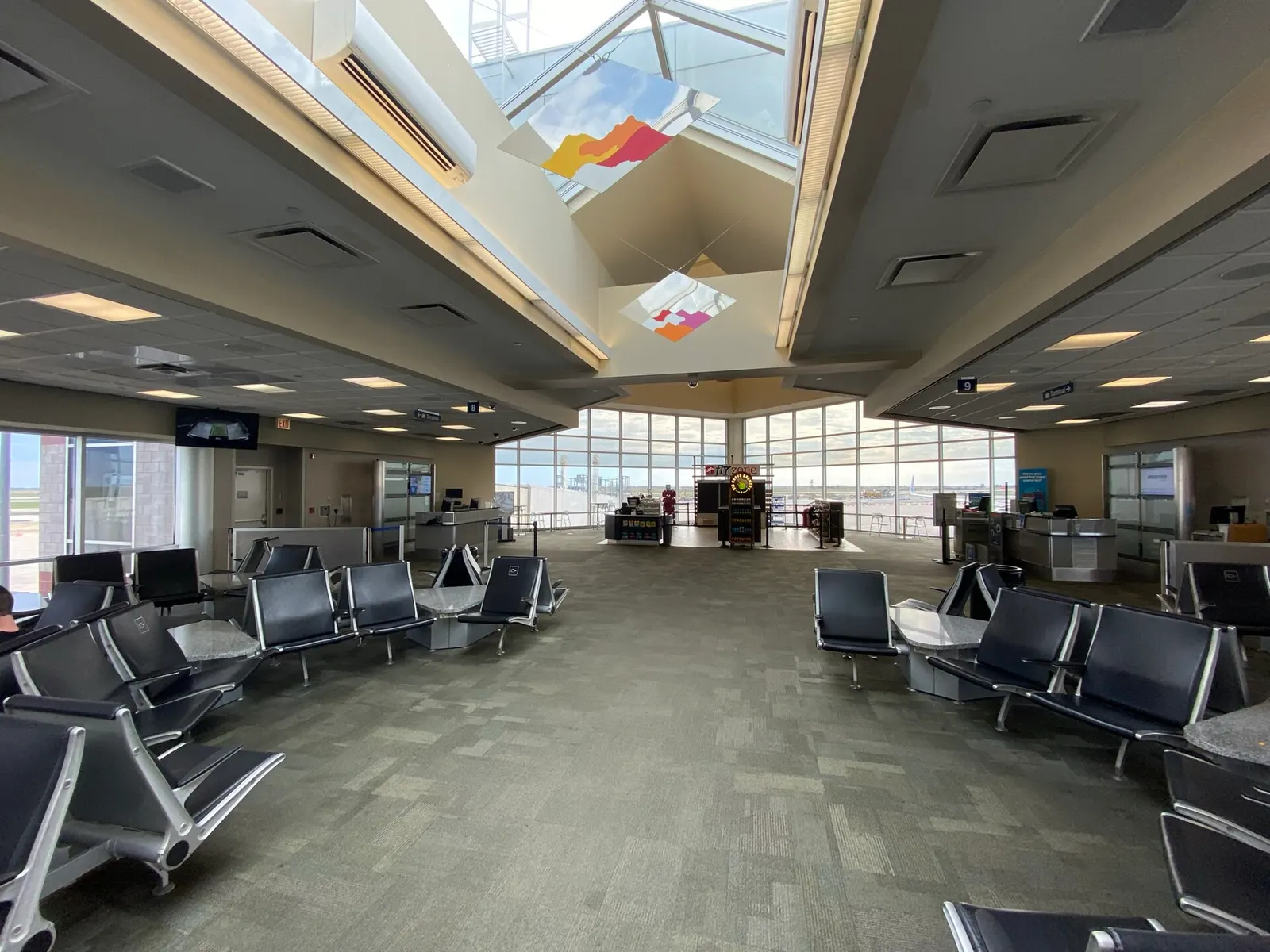 Concourse holdroom looking toward Gates 8 and 9 at CID in September 2021.