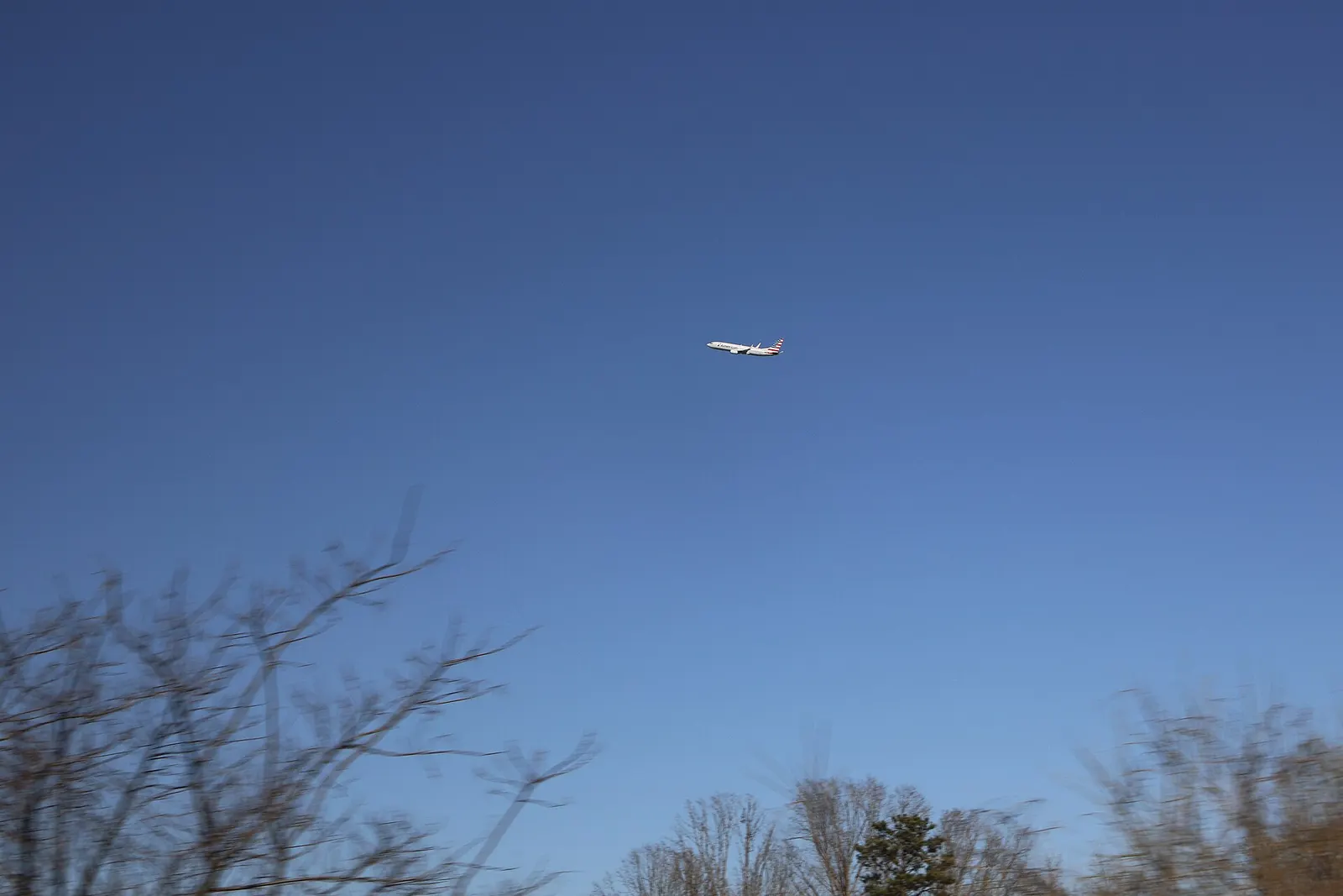 American Airlines Boeing 737 Taking-off from Charlotte Douglas International Airport in Mecklenburg County, North Carolina.
