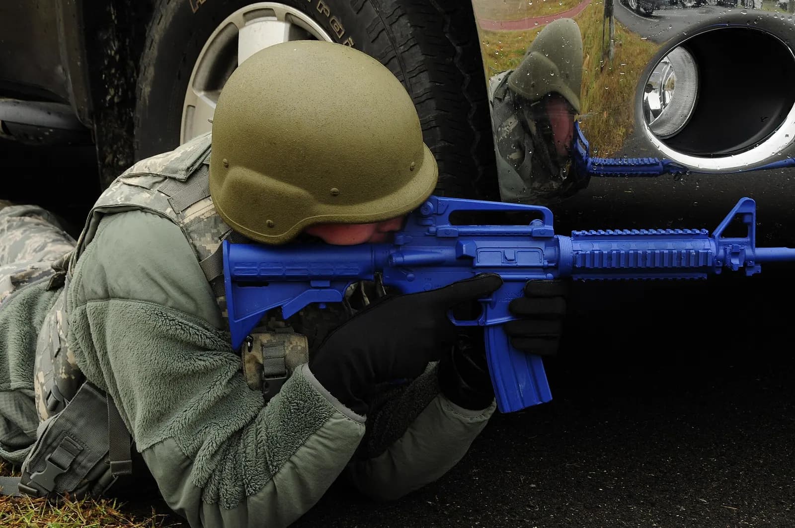 U.S. Air Force Staff Sgt. Kamil Konarski, 145th Security Forces Squadron, actively participates in the 145th Airlift Wing’s annual anti-terrorism exercise simulating a car bomb detonation inside the perimeter of the North Carolina Air National Guard Base, Charlotte Douglas International Airport, Nov
