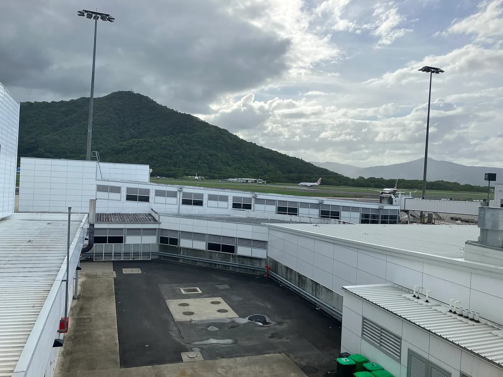 Cairns Airport overlooking the airfield from the domestic terminal