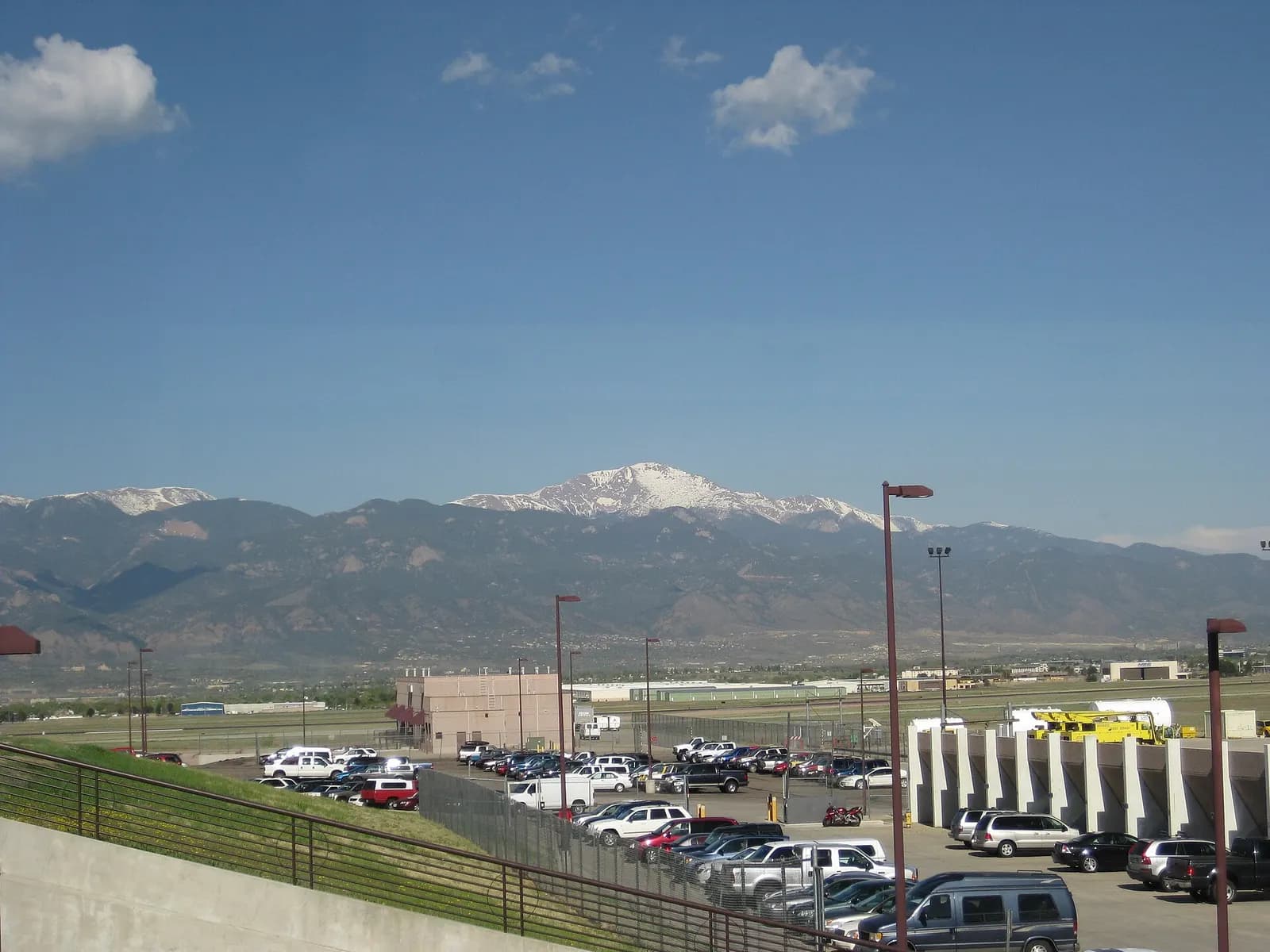 Snow-capped Pikes Peak seen from Colorado Springs Airport on 12 May 2009.