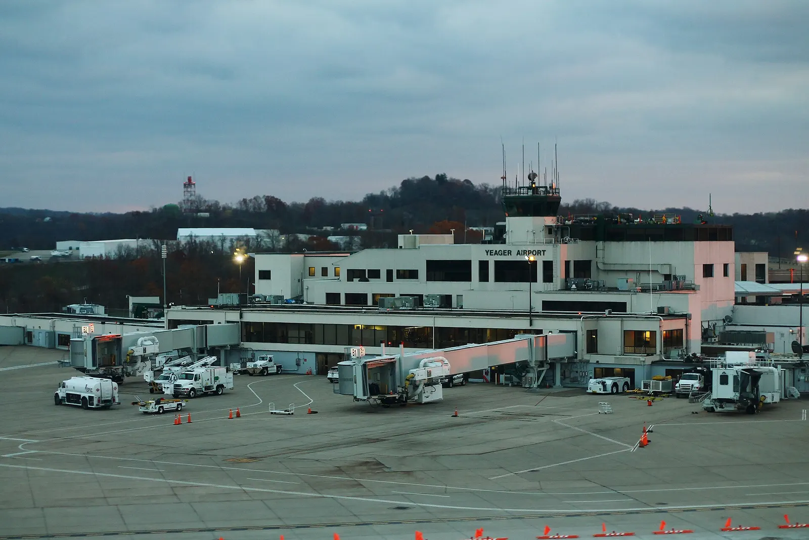 West Virginia International Yeager Airport passenger terminal exterior, November 2017