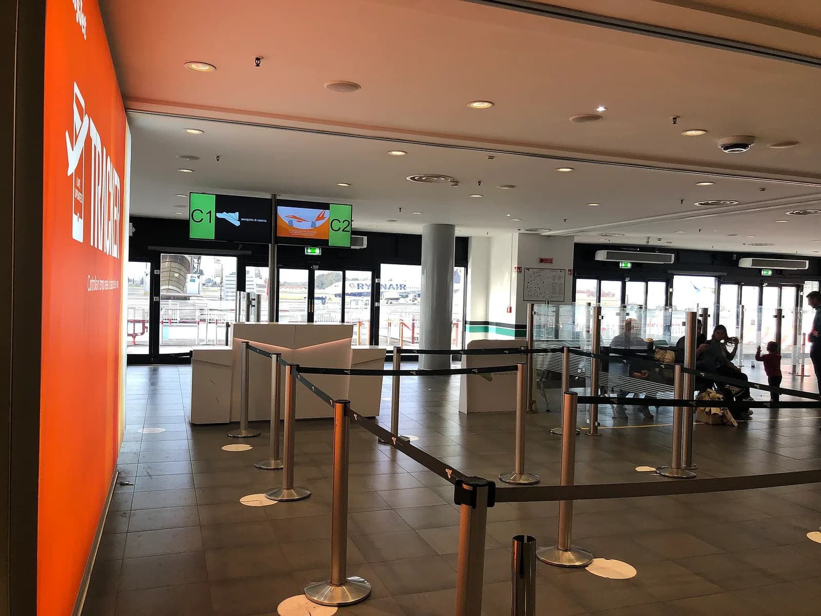 Boarding gates (imbarchi) inside Catania Fontanarossa Airport