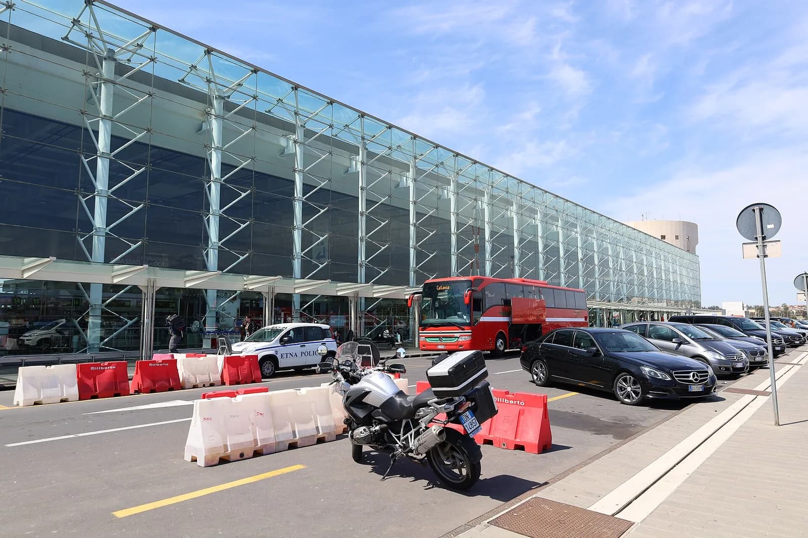Exterior view of Catania-Fontanarossa Airport terminal buildings in 2024