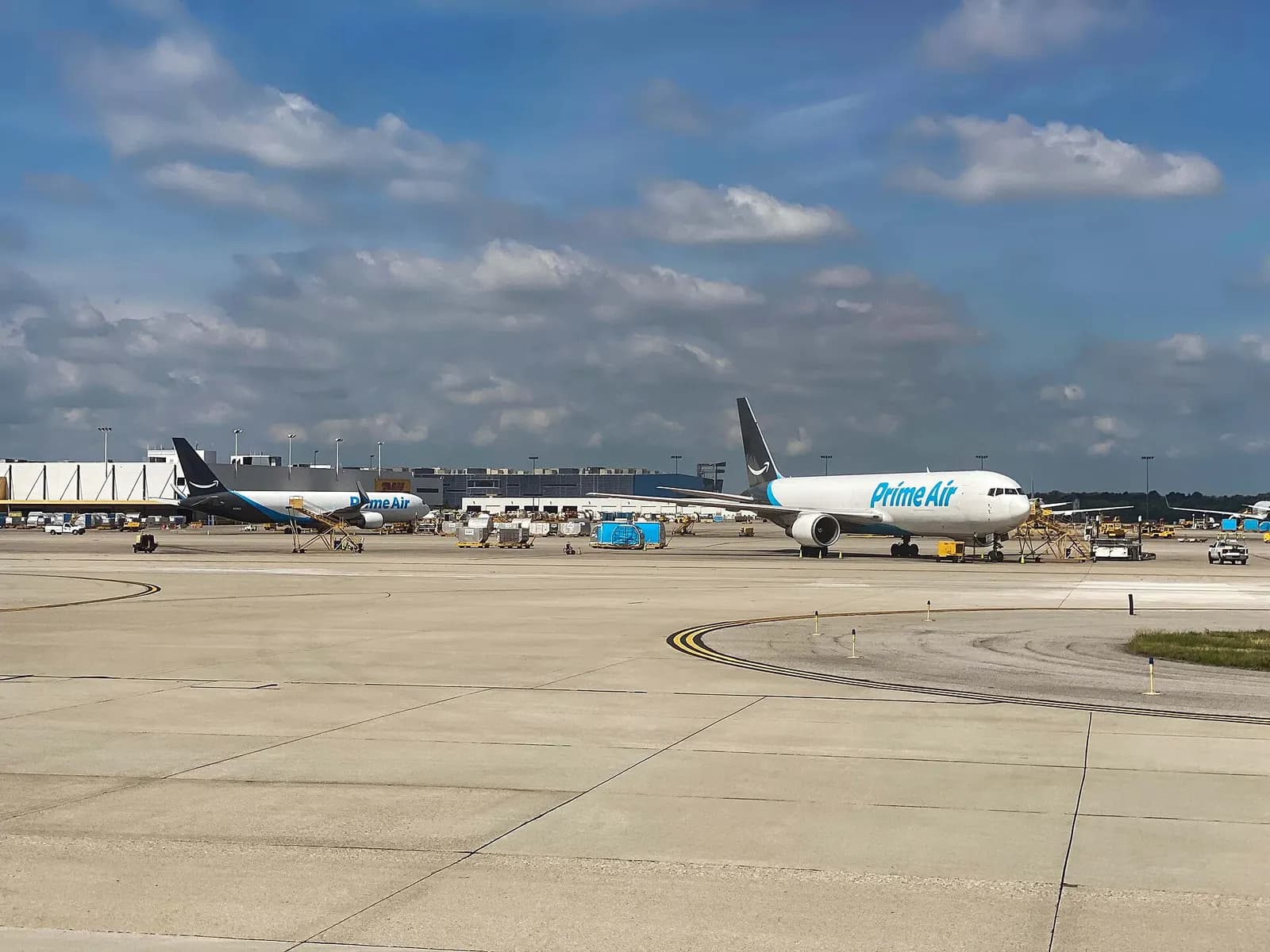 Amazon Prime Air Boeing 767 cargo aircraft parked at Cincinnati/Northern Kentucky International Airport