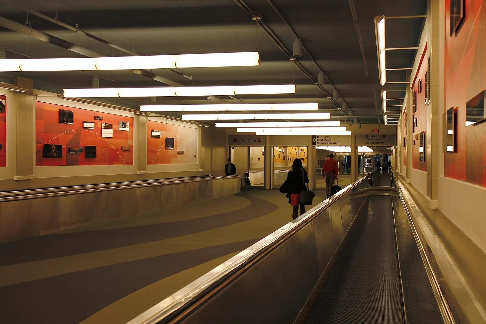 Walk underground from Concourses A-B to ticketing/baggage - December 2012.