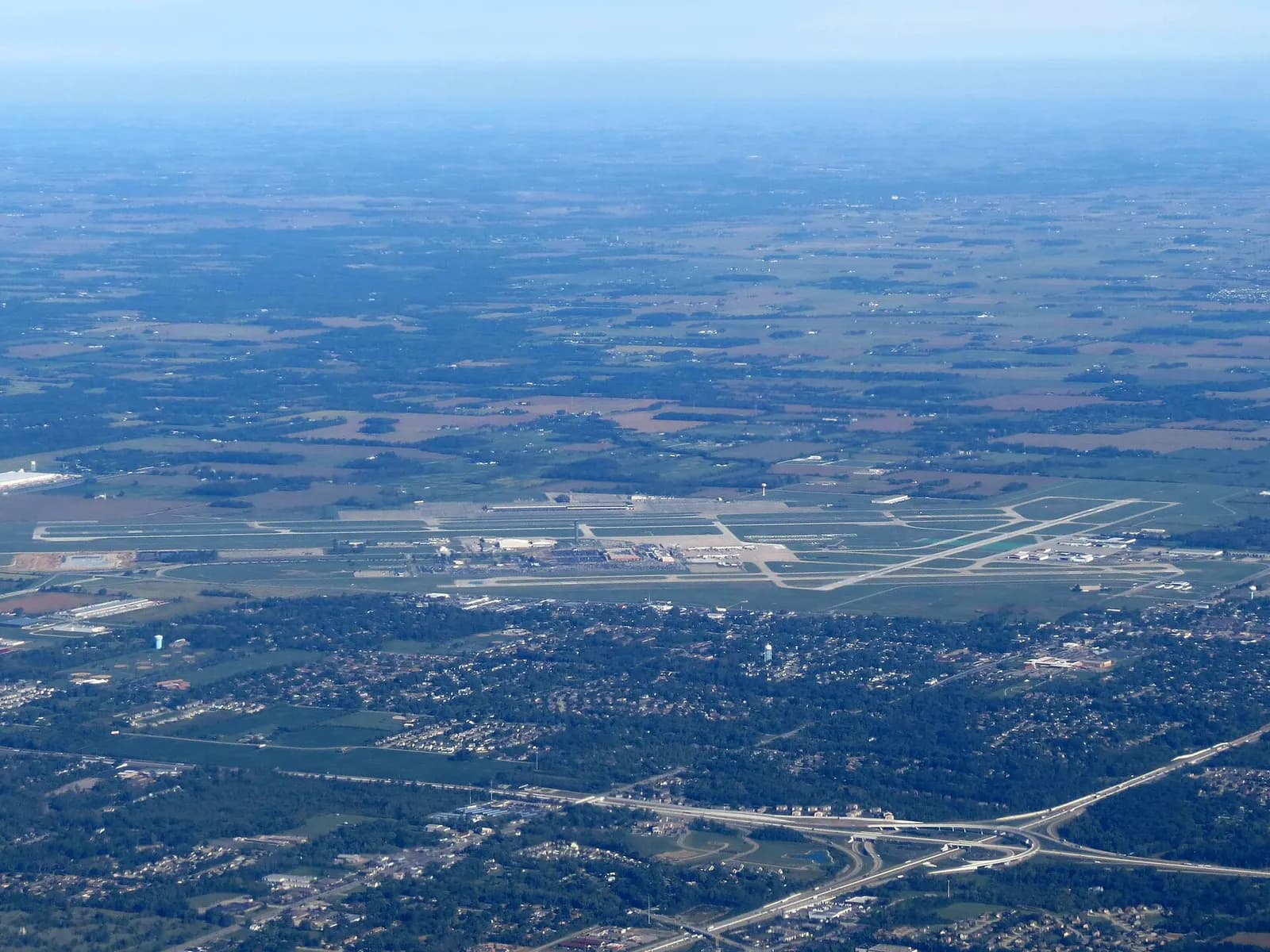 September 2016 daylight view of James M. Cox Dayton International Airport on the civil campus.